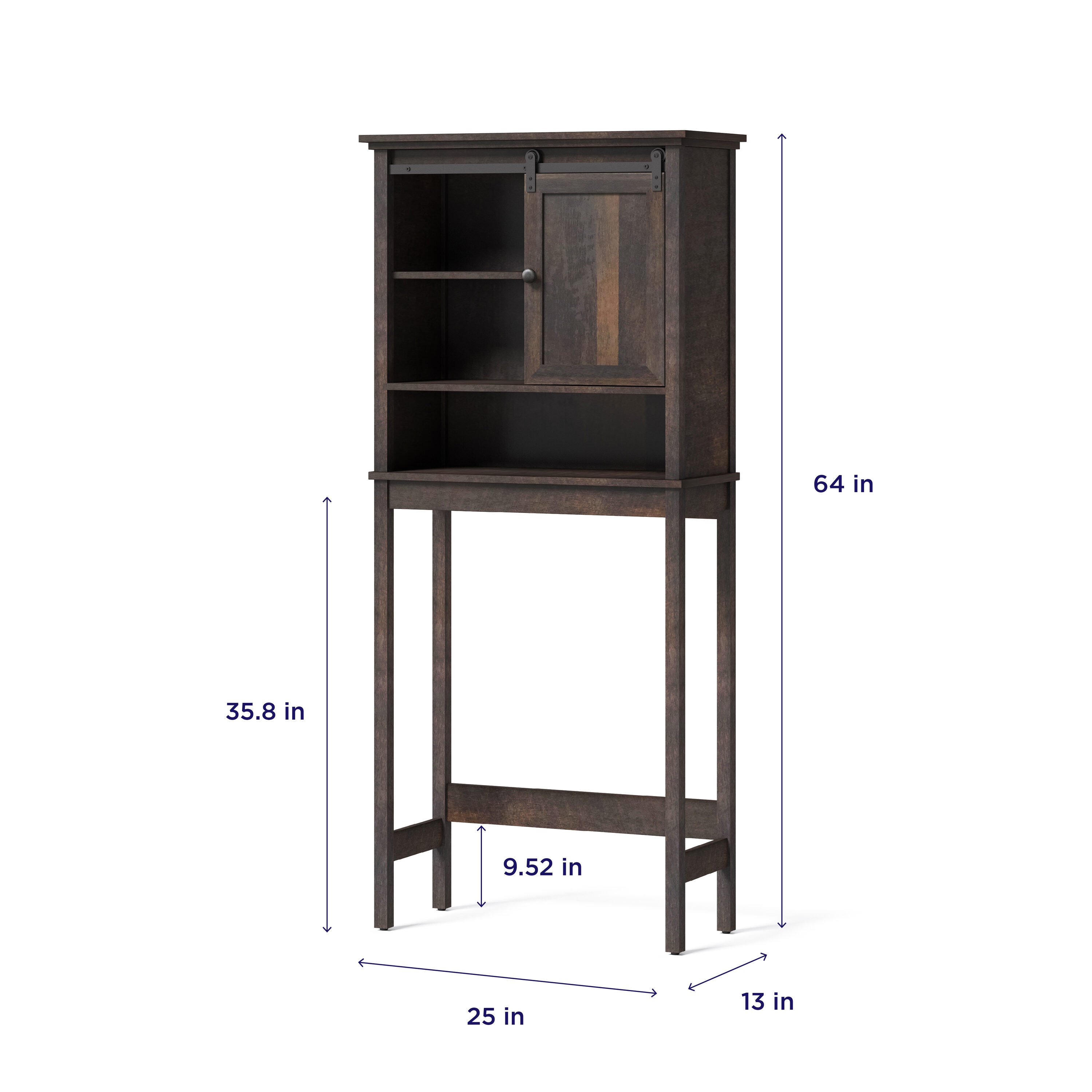 Accent Bathroom Floor Standing Storage Cabinet Unit With 3-Large