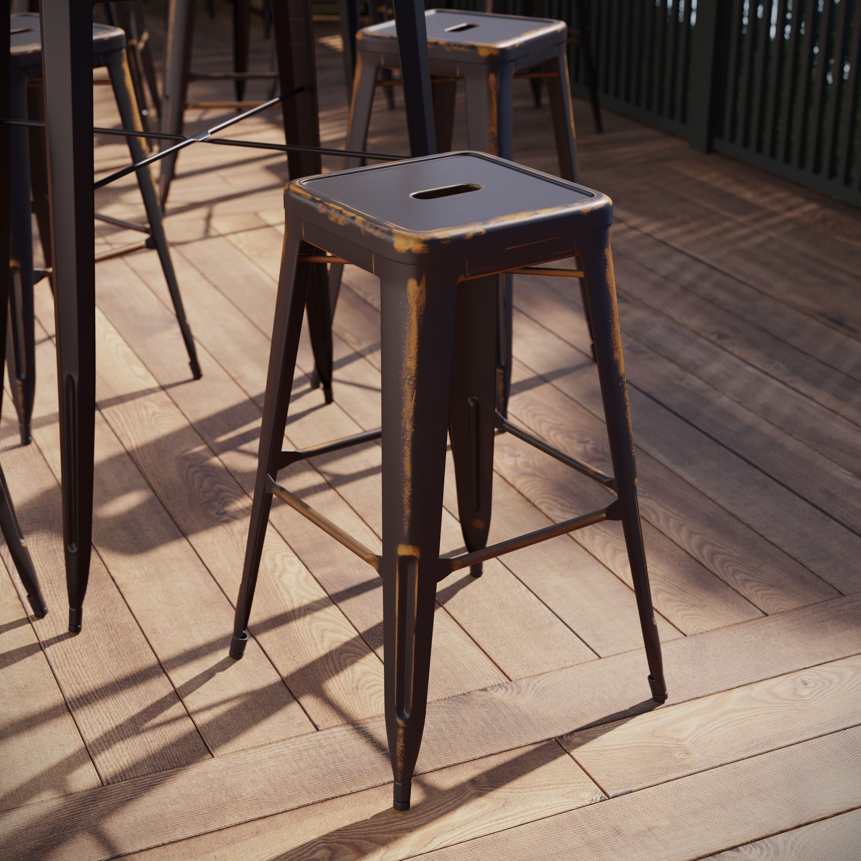 Flash Furniture 889142024552 Kai Copper 30.0-Inches H Bar height Square seat Stackable Metal Bar Stool