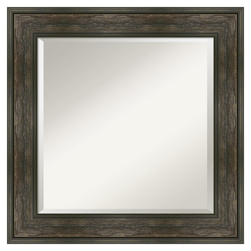 Amanti Art DSW4960885 Bark 26.25-Inches x 26.25-Inches Framed Square Bathroom Vanity Mirror ( Distressed Black,Brown,Silver )