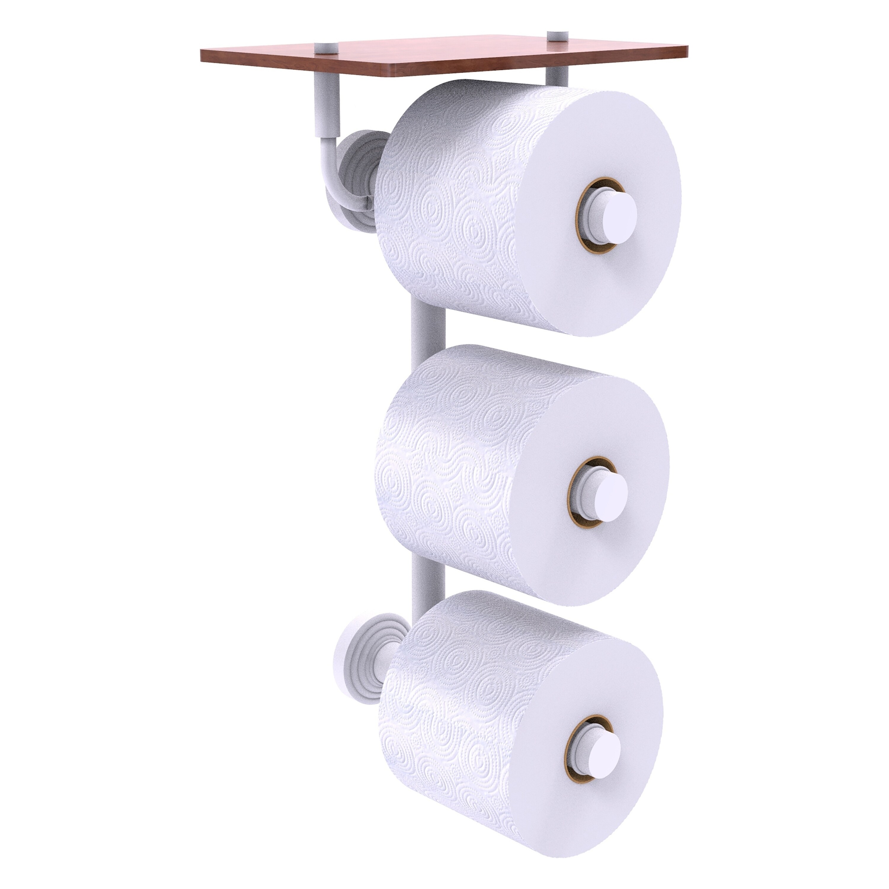 Allied Brass WP-35-3VS-IRW-WHM Waverly Place Matte White Wall mount Double post Toilet Paper Holder 3 -Rolls with Storage