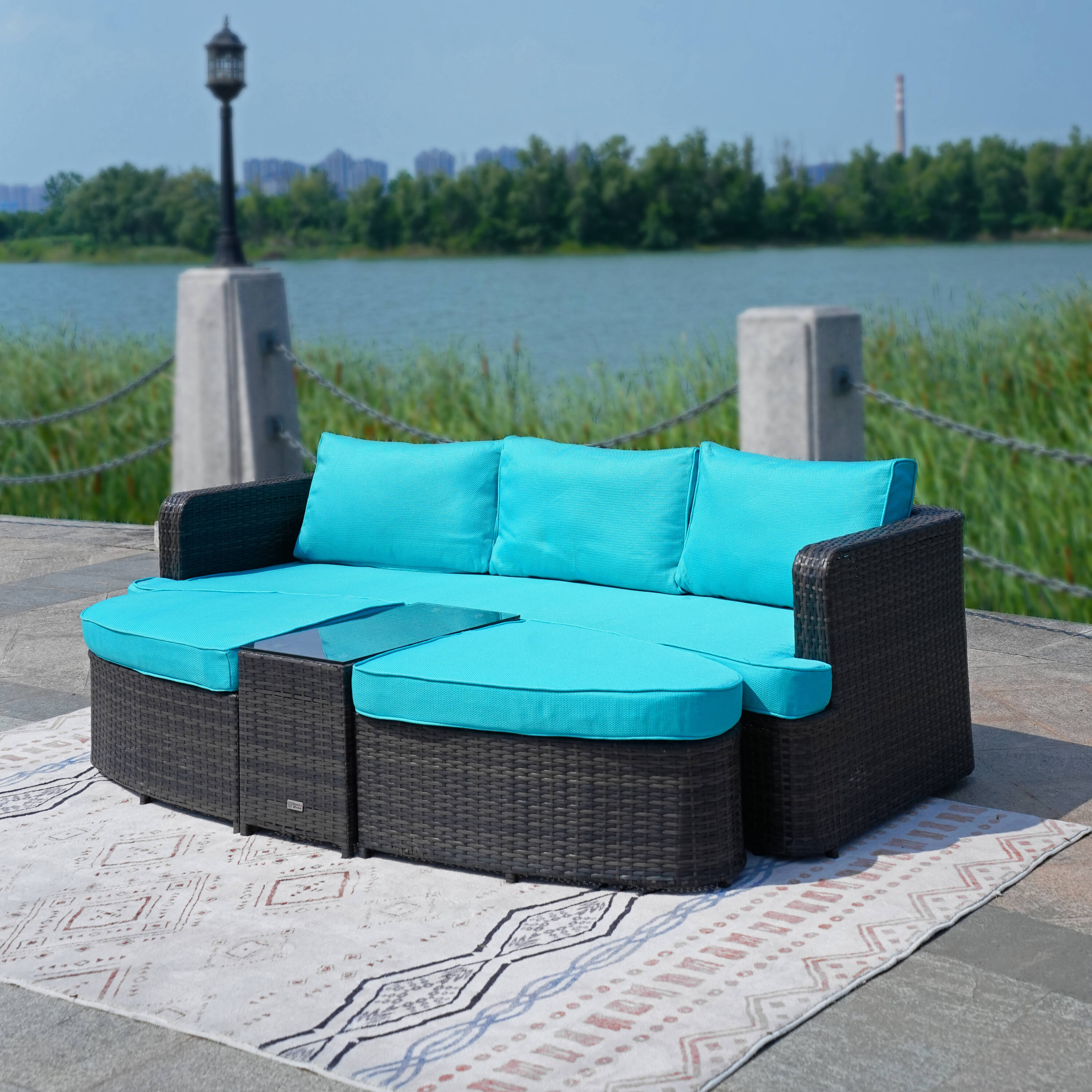 Moda Furnishings PAL-1202BR-CYAN Patio-Conversation-Sets - View #5