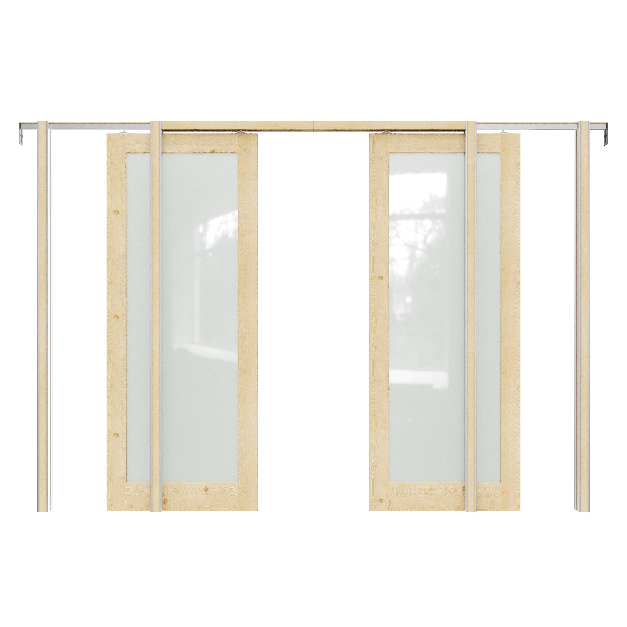 JUJUBON IN-PDPK-P1-72 72-in x 80-in Wood Pocket Door Frame with Pocket Door,Pocket Door Frame and Hardware Soft Close Included