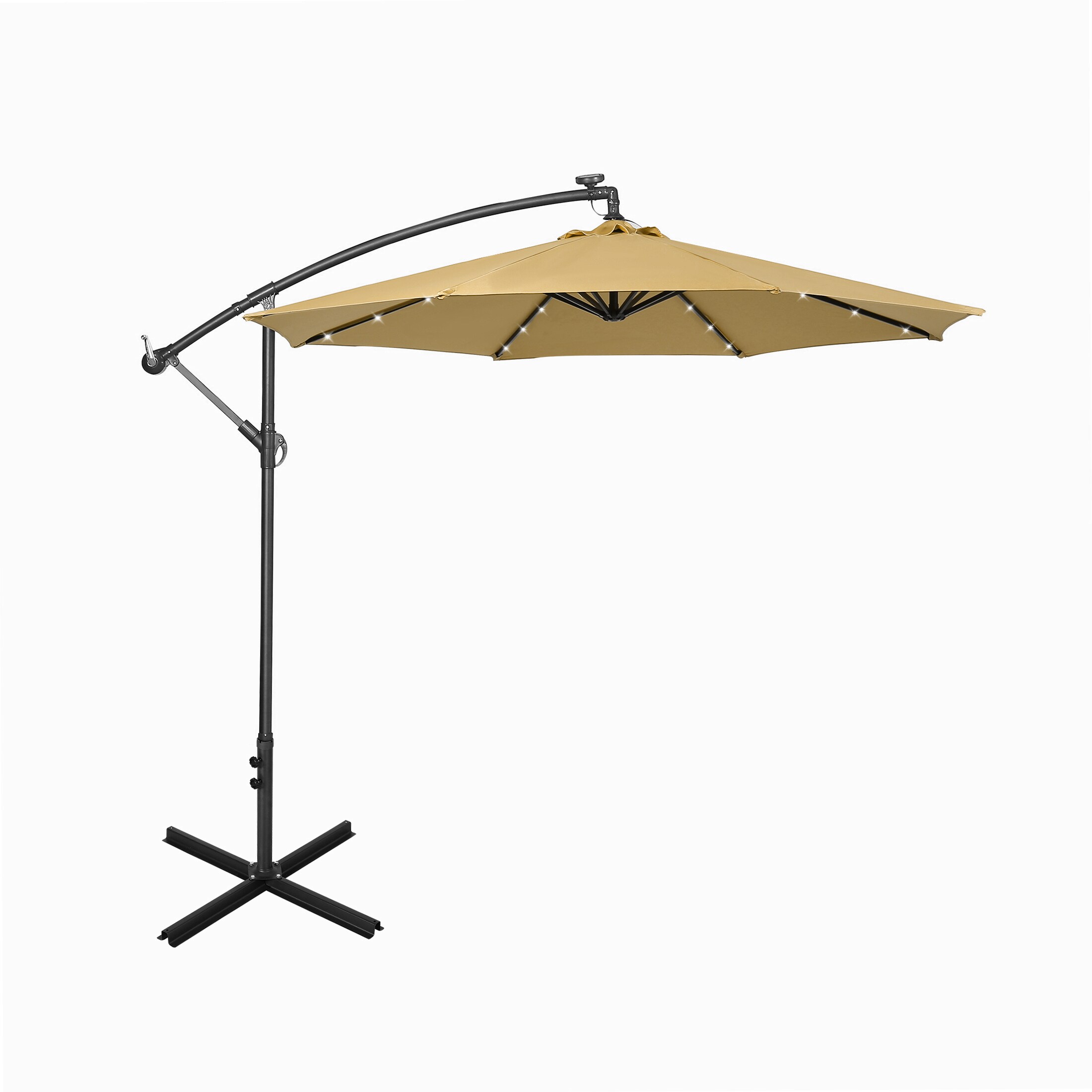 Westin Furniture OS3002-BG 10-ft Steel Beige No-tilt Cantilever Patio Umbrella with Lights