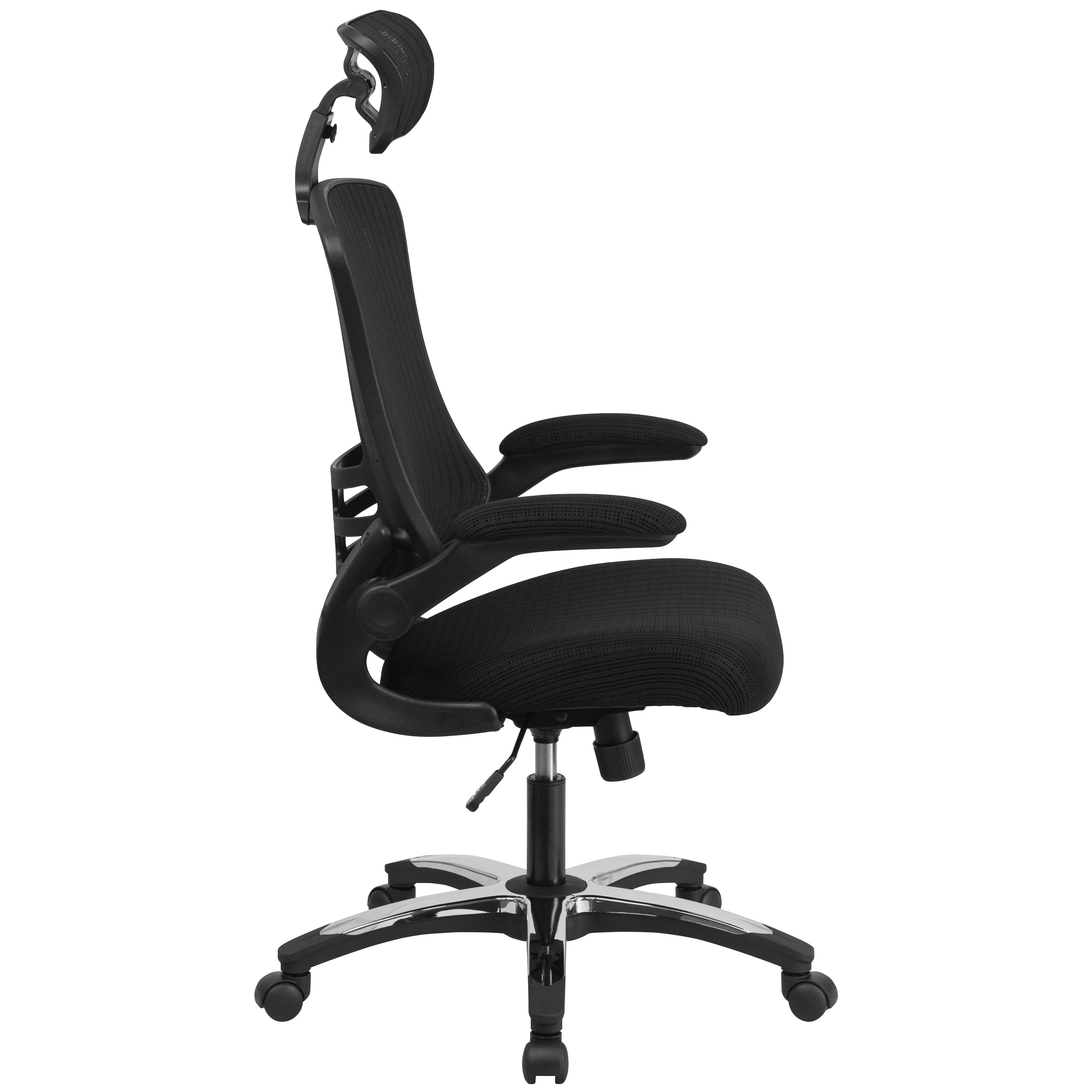 High-Back Black Mesh Swivel Executive Office Chair with Adjustable Arms
