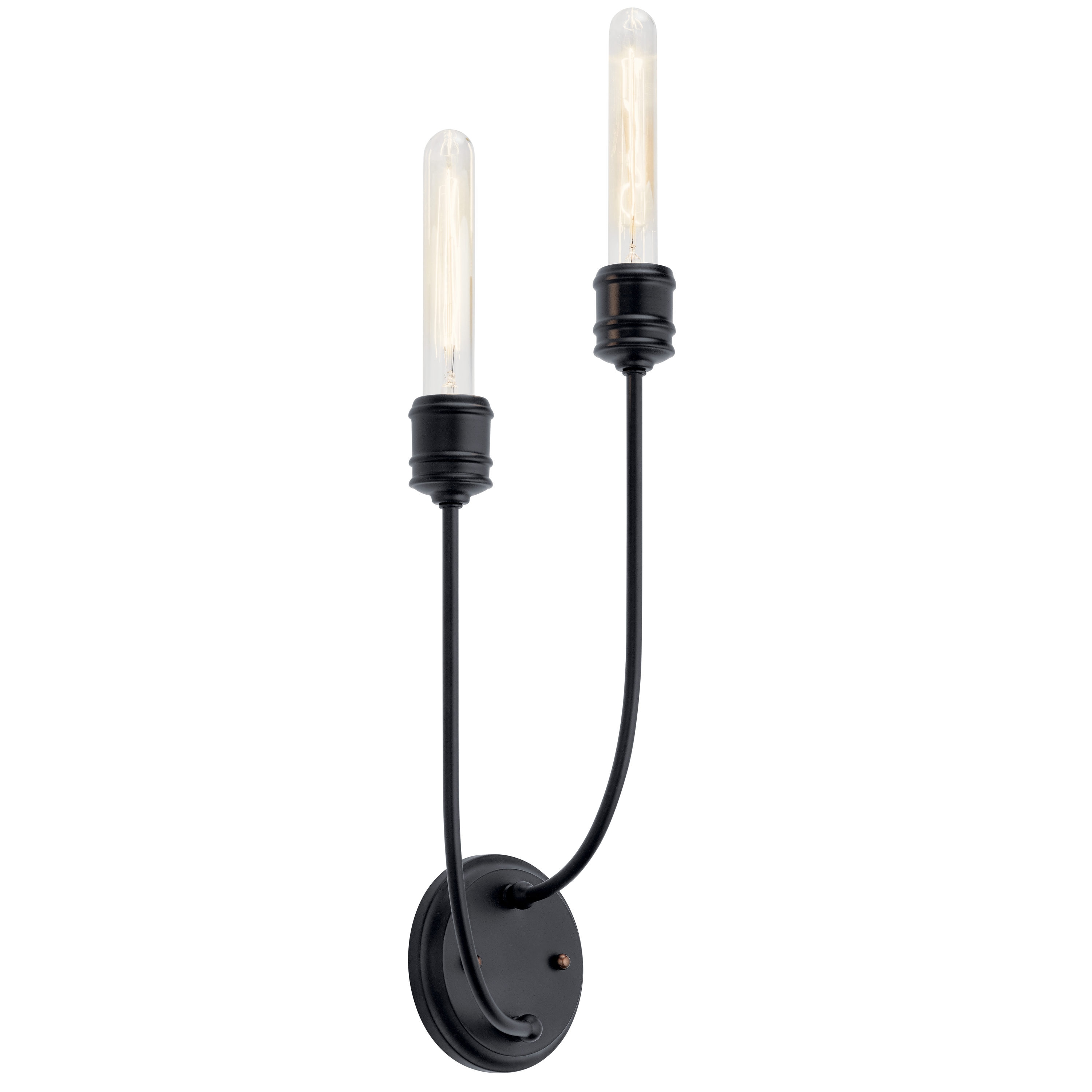 Kichler 52259BK Hatton 7.5-in W 2 -Light Black Transitional Wall Sconce