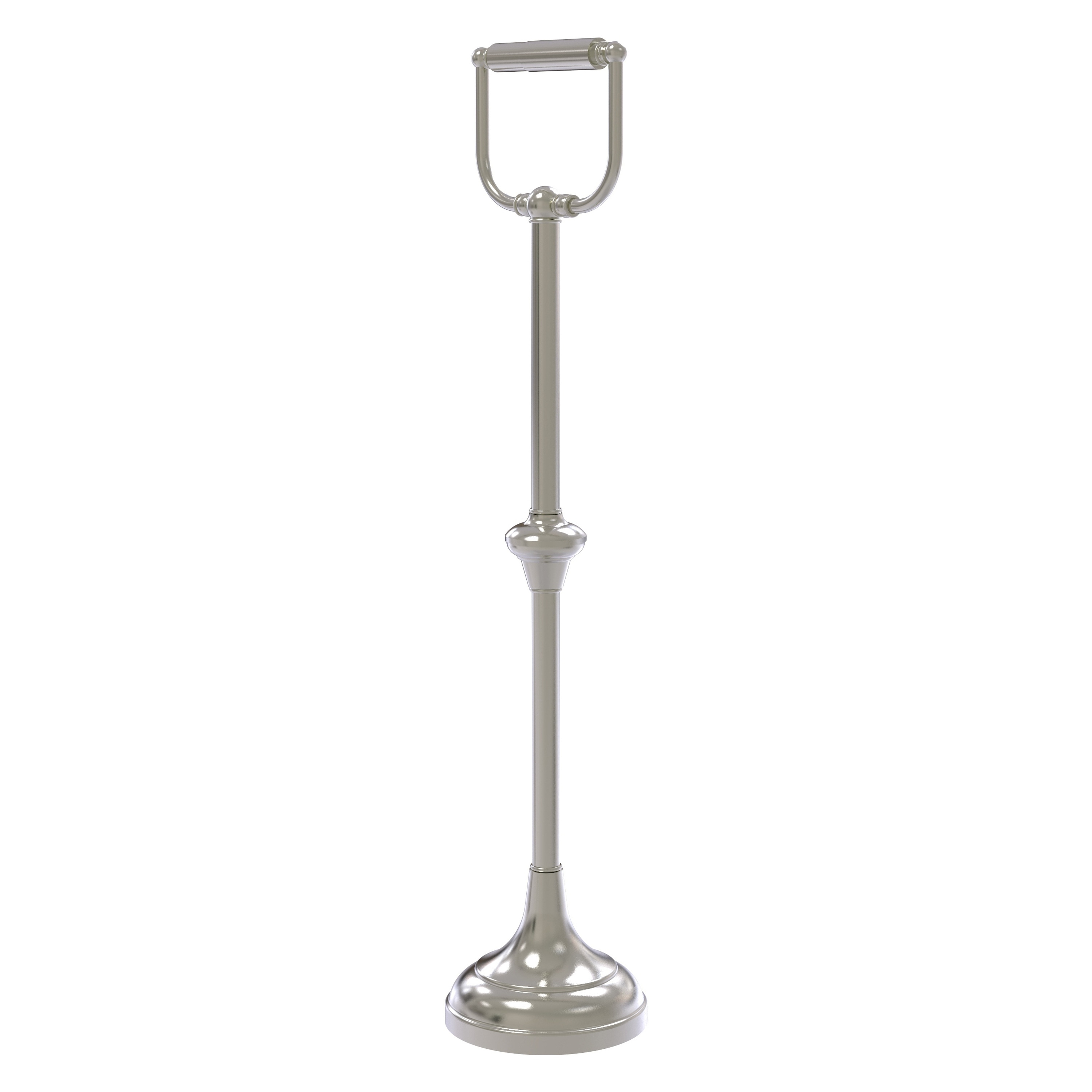 Allied Brass TS-24C-SN Satin Nickel Freestanding Double post Toilet Paper Holder 1 -Rolls with Storage