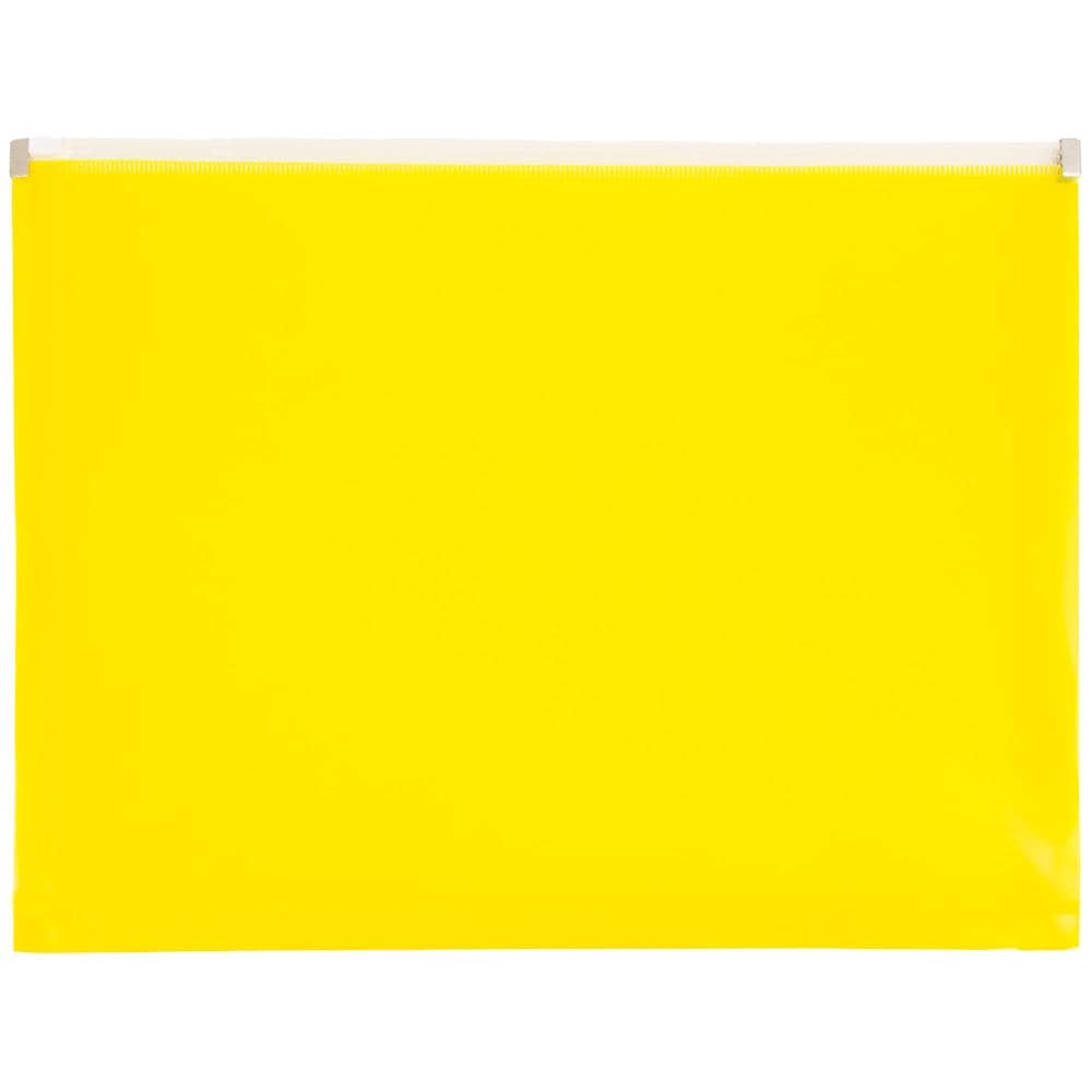 JAM PAPER Plastic Envelopes with Zip Closure 9 3/4 x 13 Letter Booklet 12/Pack Yellow 