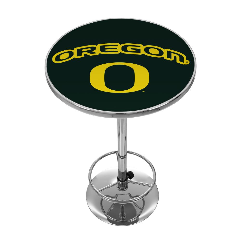 Trademark Gameroom ORG2000-DUCK Oregon Ducks Pub Tables Chrome Round Traditional Bar Table, Composite with Metal Pedestal Base 27.375-in L x 42-in H