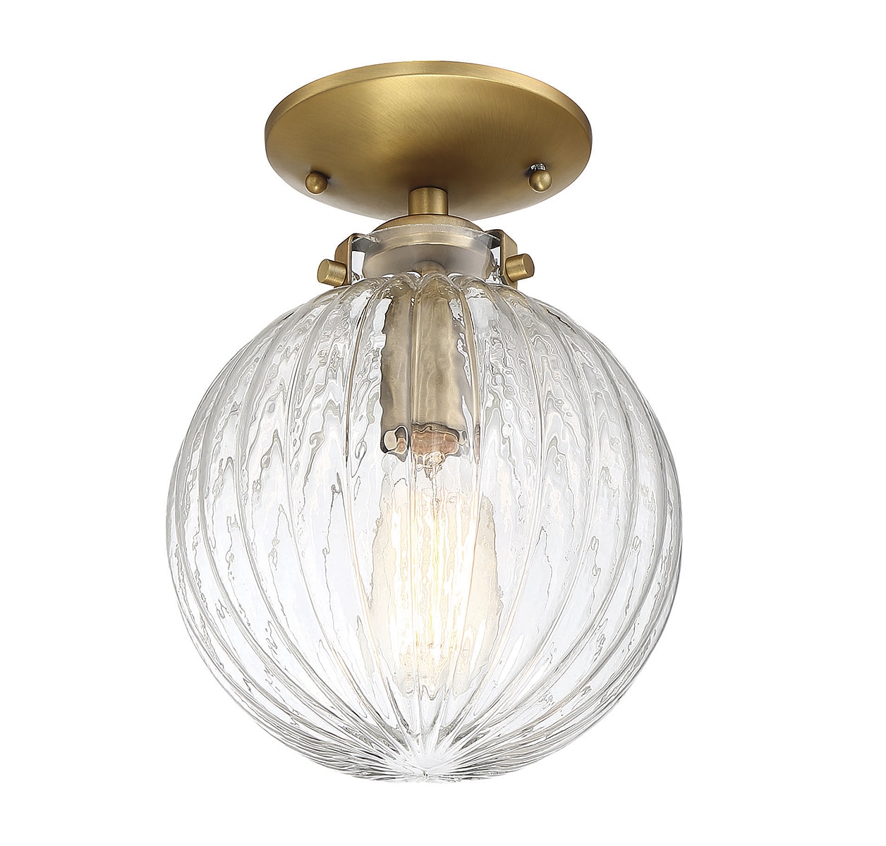 Meridian 8" Globe Semi-Flush Mount in Brushed Nickel with Clear Glass