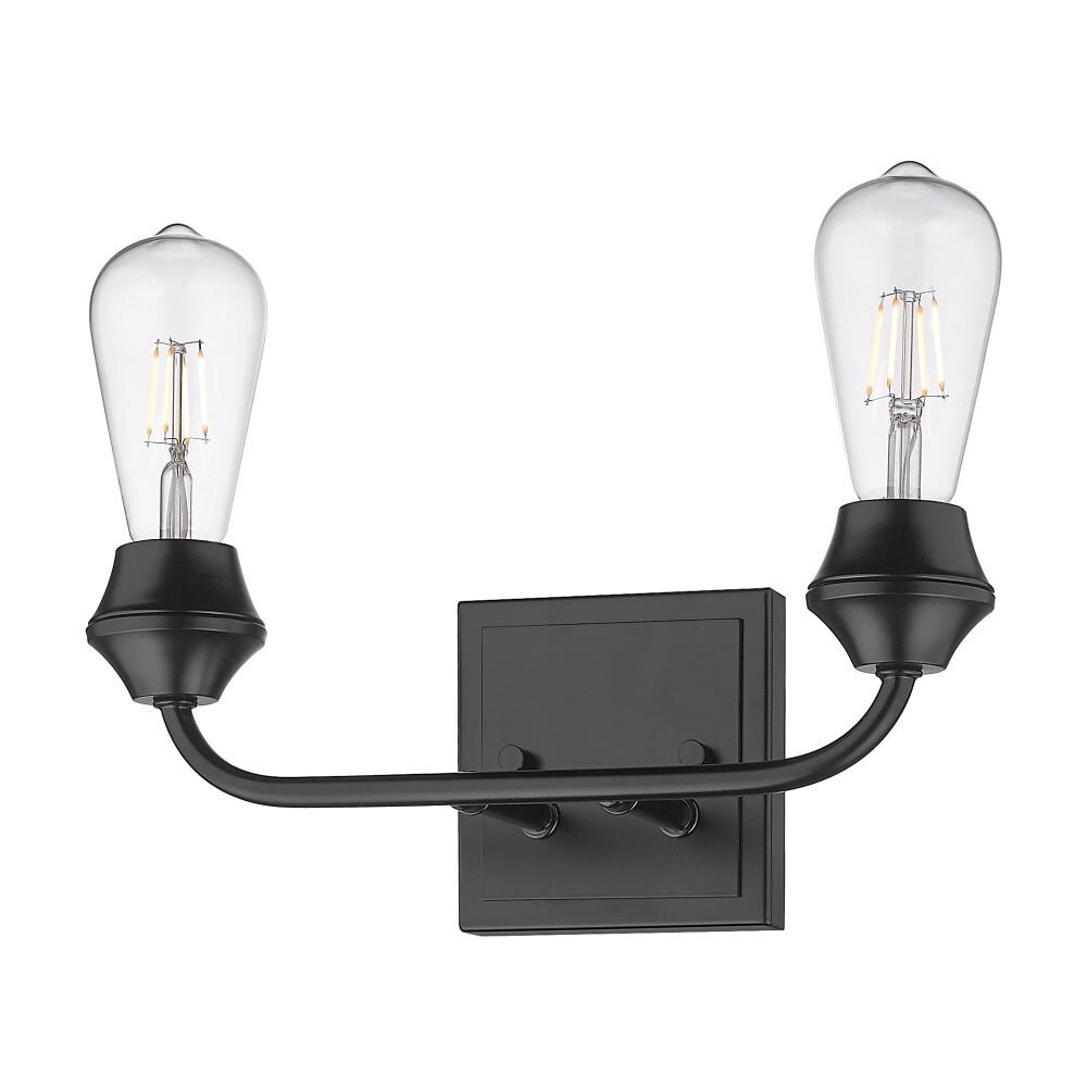 Golden Lighting 2120-BA2 BLK Ormond 2-Light Matte Black Transitional Vanity Light