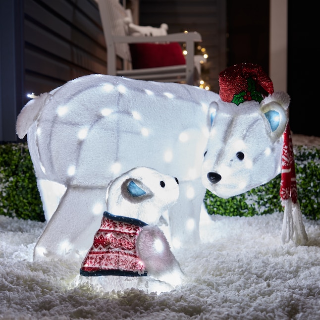 Holiday Living 2-Pack 21-in Polar Bear Yard Decoration with White LED ...