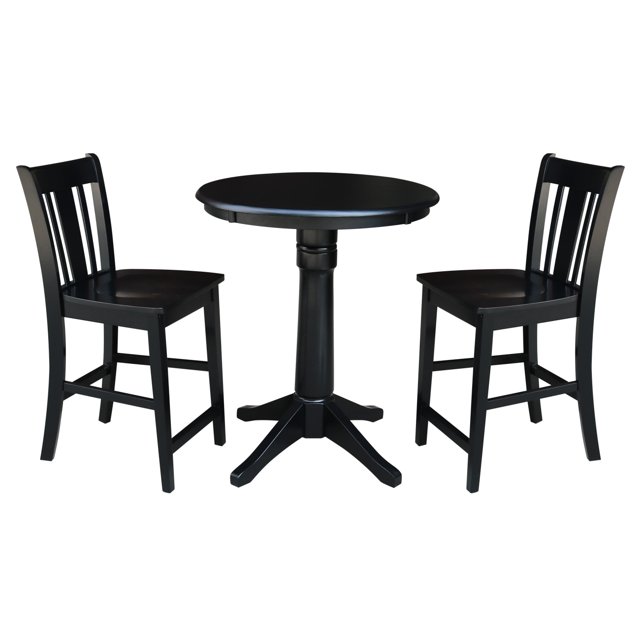 International Concepts K46-30RT-27B-S102-2 Black Casual Dining Room Set with Round Table ( Seats 2 )