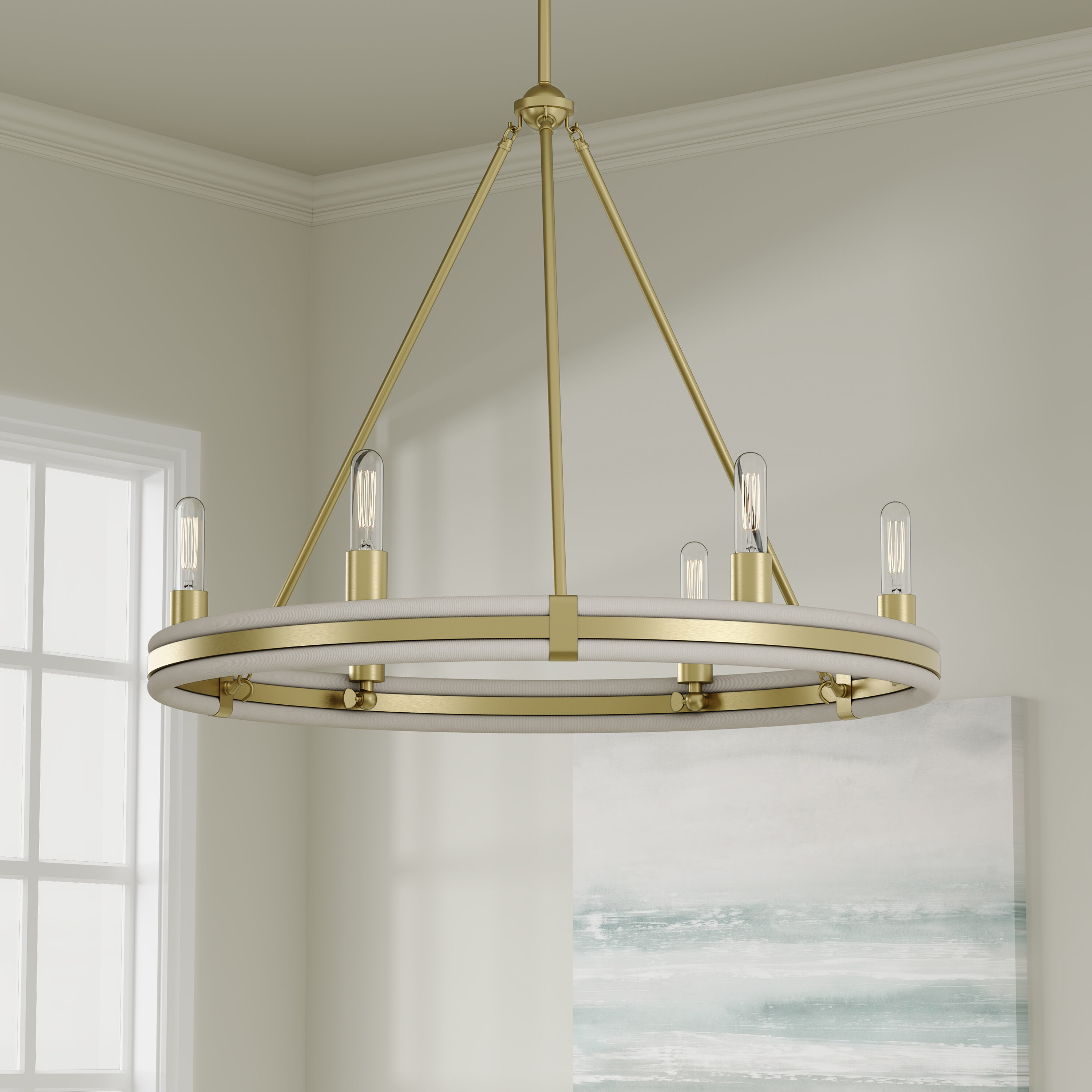 Millennium Lighting Rovessa 6 -Light Brushed Brass Metal Chandelier