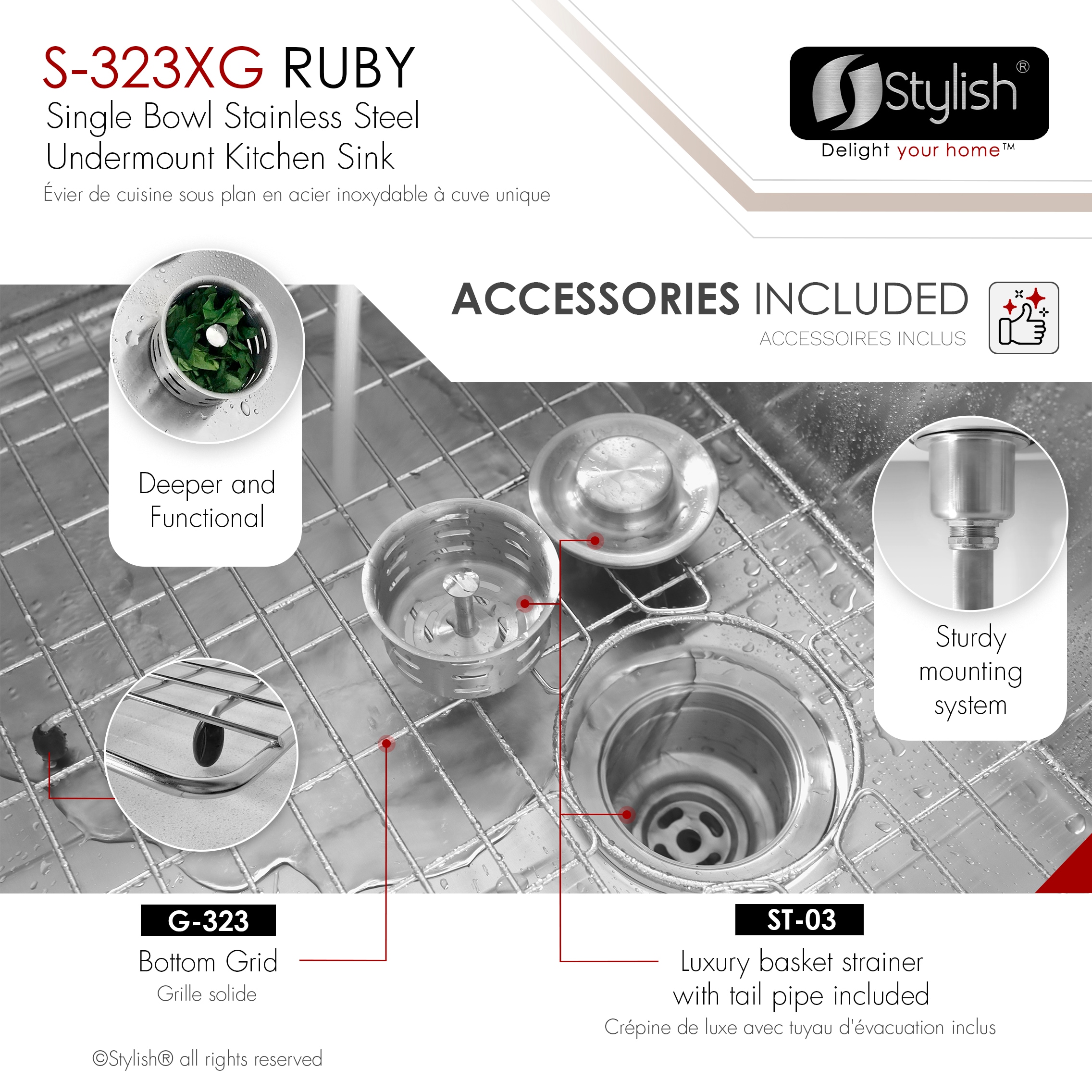 Stylish S-323XG1 Kitchen-Sinks - View #6