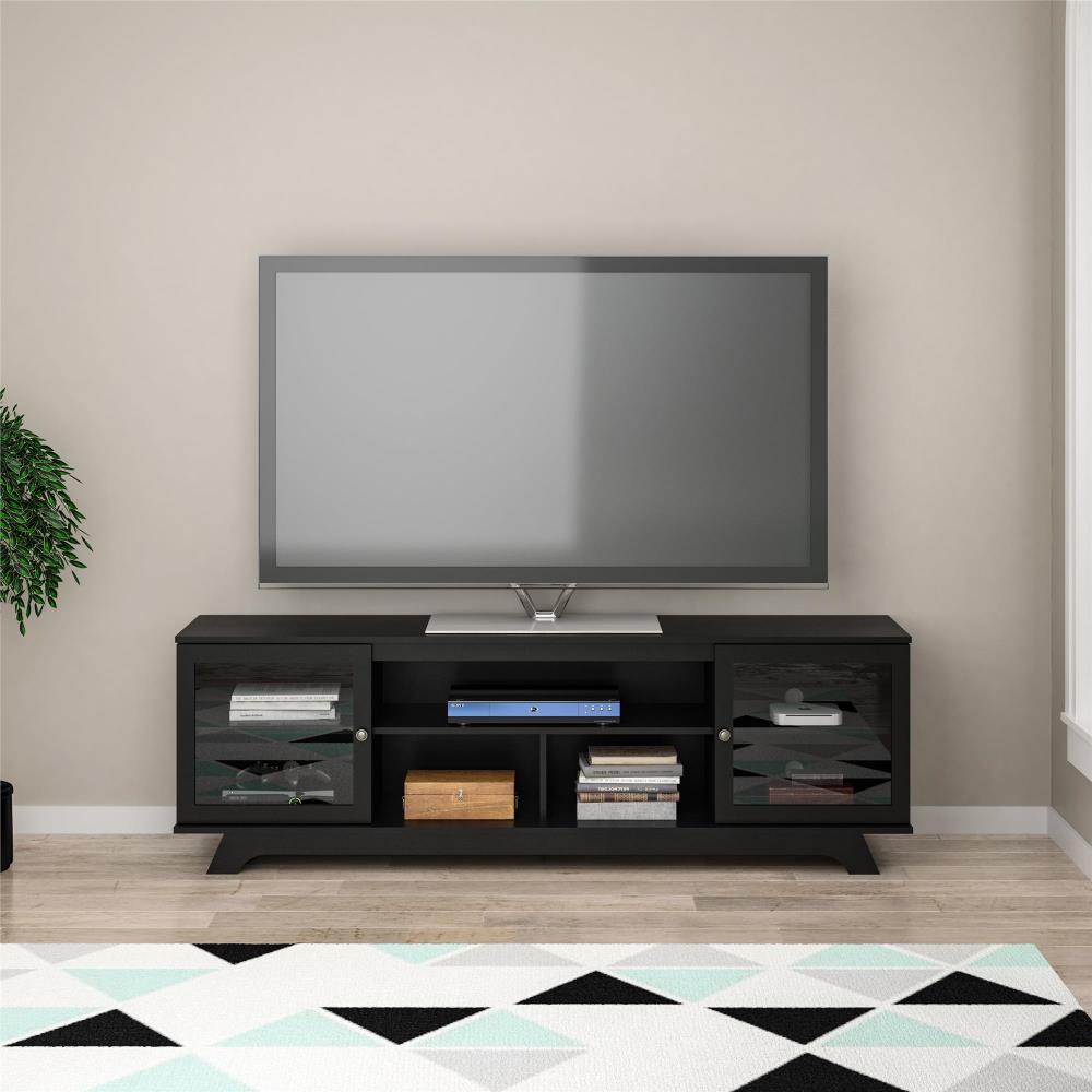 Ameriwood Home Englewood Transitional Black/Black Stipple TV Stand ...