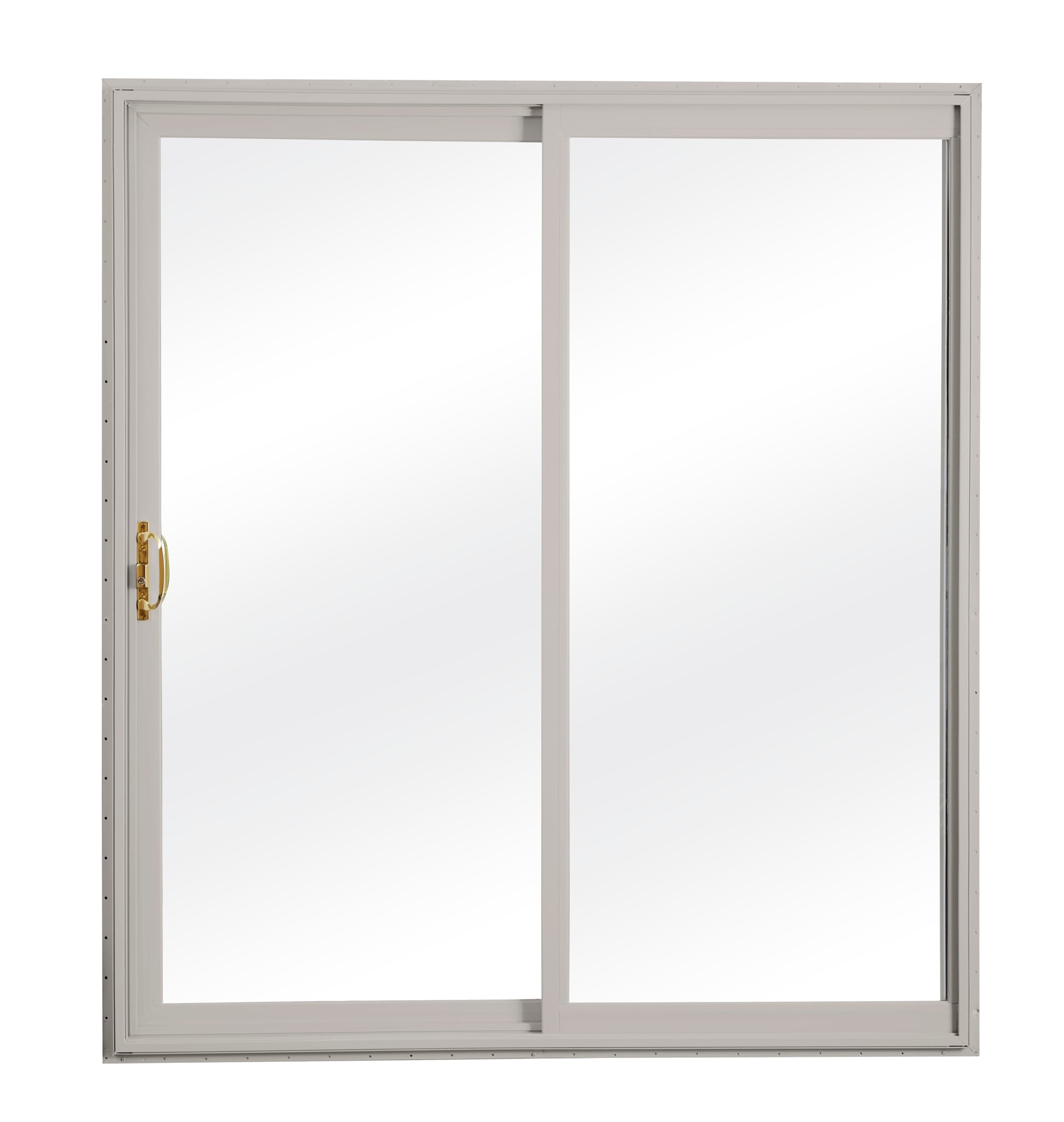 RELIABILT 719801223548 60-in x 80-in x 4-9/16-in Jamb Low-E argon Clear glass , Gray Vinyl Universal Sliding Double Patio Door