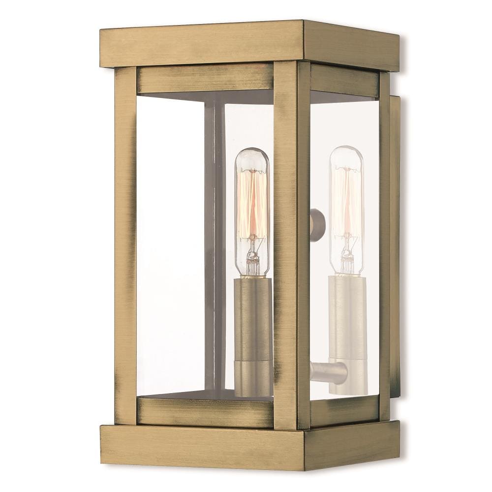 Livex Lighting 20701-01 Hopewell 1 -Light 9-in H Antique Brass Hardwired Outdoor Wall Light