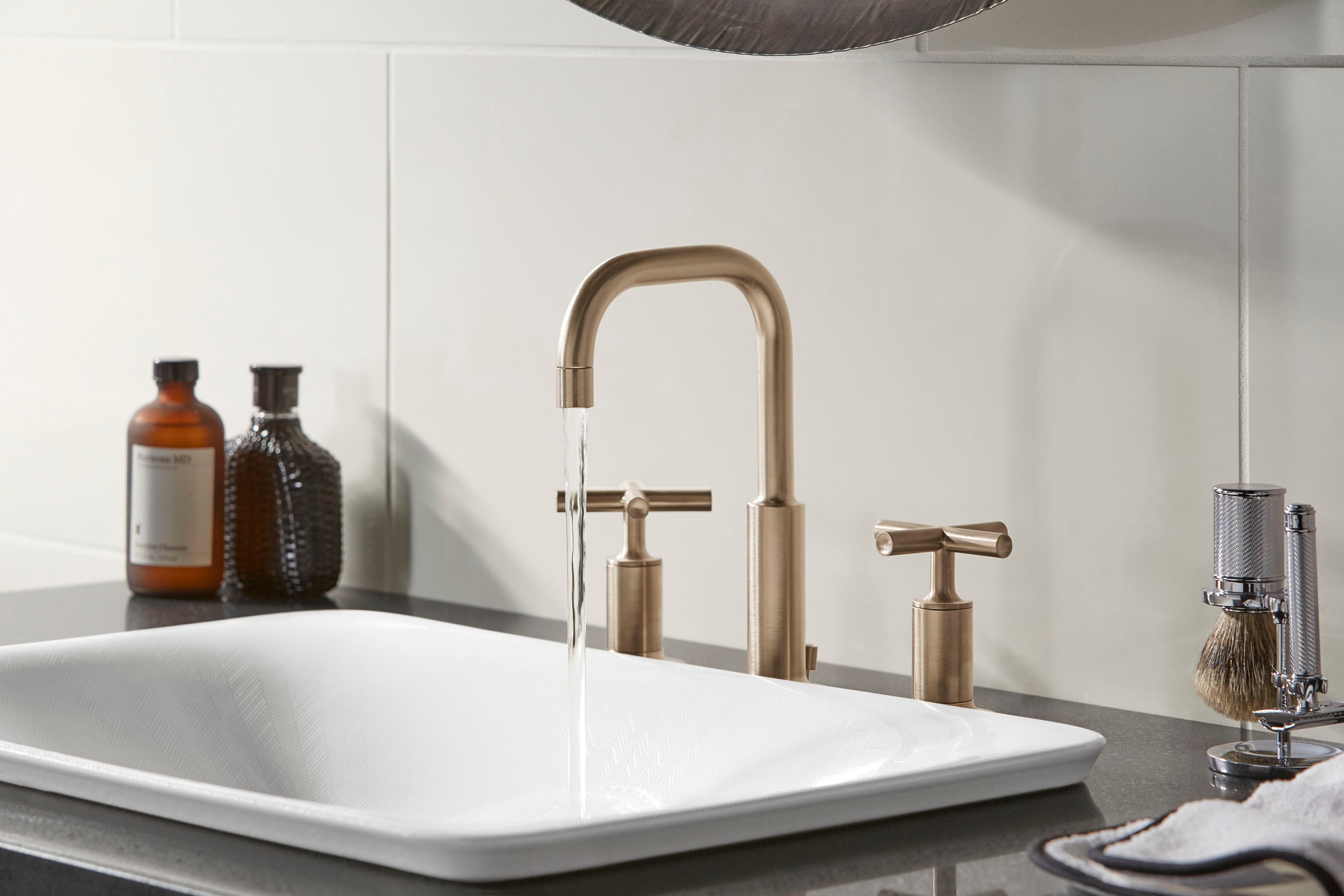 KOHLER 75749-HD1-0 Artist Editions Sartorial Vitreous china Vessel Rectangular Traditional Herringbone Bathroom Sink ( 21.1250-Inches x 14.5625-Inches )