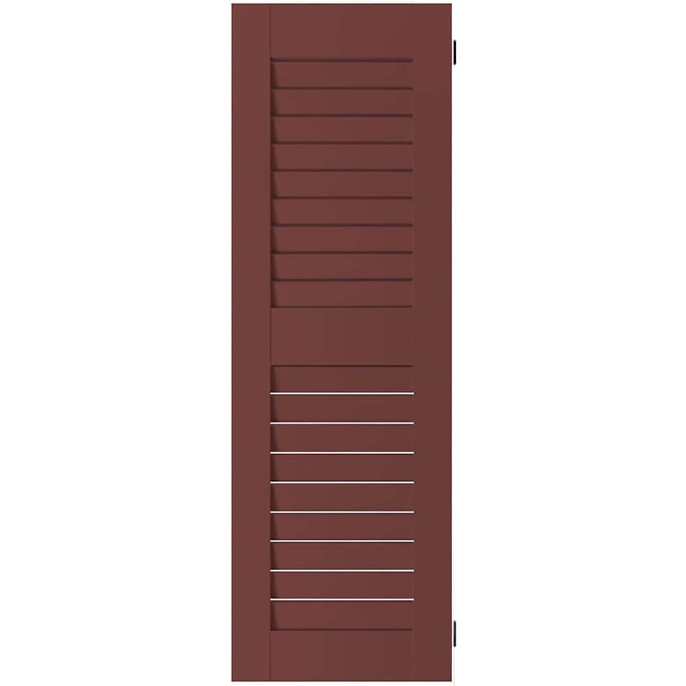 Ekena Millwork RWL15X077CRP 15-in W x 77-in H Cottage Red Louvered Wood Exterior Shutters ( 2 -Pack )