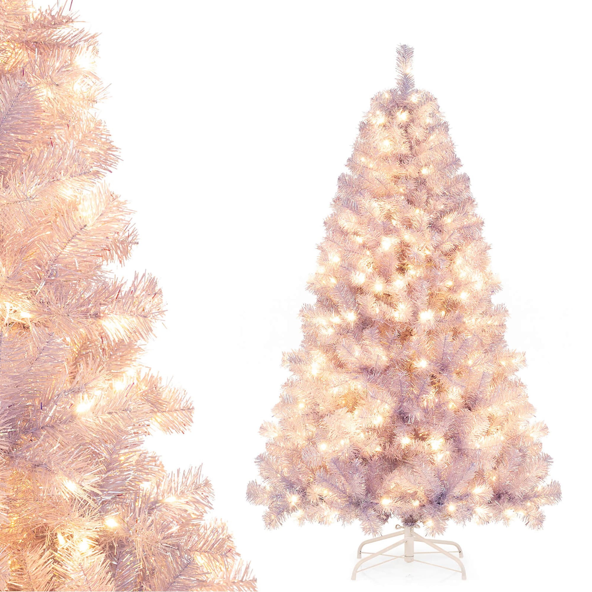 Costway 6-ft Alaskan pine Pre-lit Purple Artificial Christmas Tree with White LED Lights