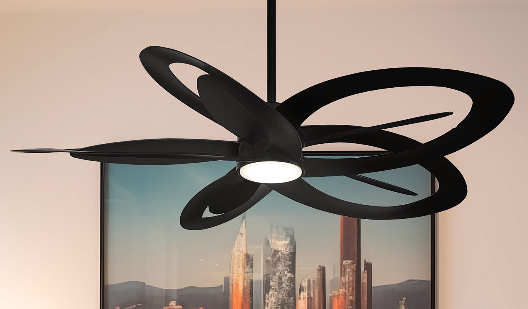 Minka Aire F862L-CL Pinup 60-in Integrated LED Black with Black Blades Ceiling Fan With Light and Remote ( 10 -Blade )