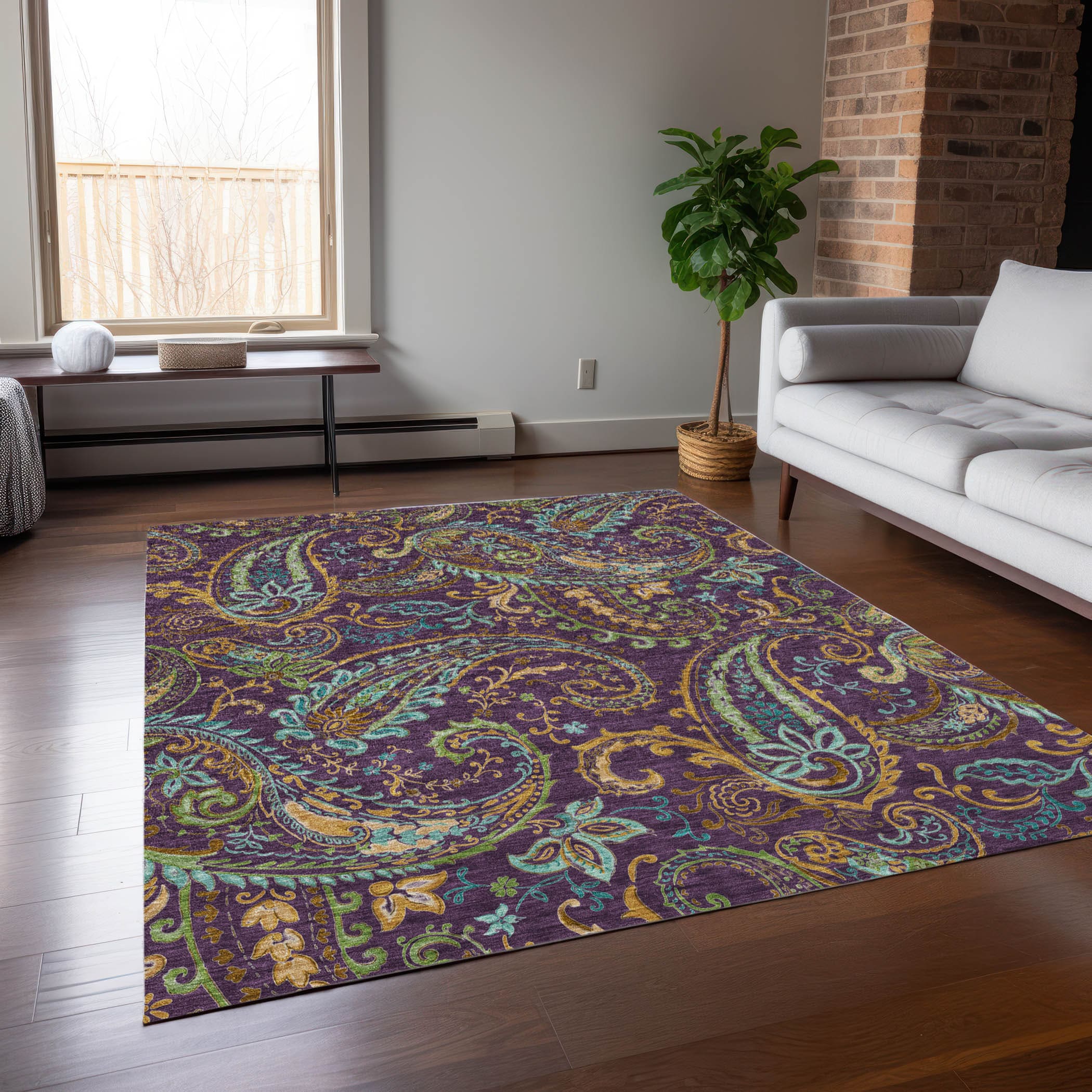 Addison Rugs ACN533PP30X46 Chantille 2 x 3 (ft) Polyester Purple Rectangular Indoor/Outdoor Stripe Farmhouse/Cottage Machine washable Area rug