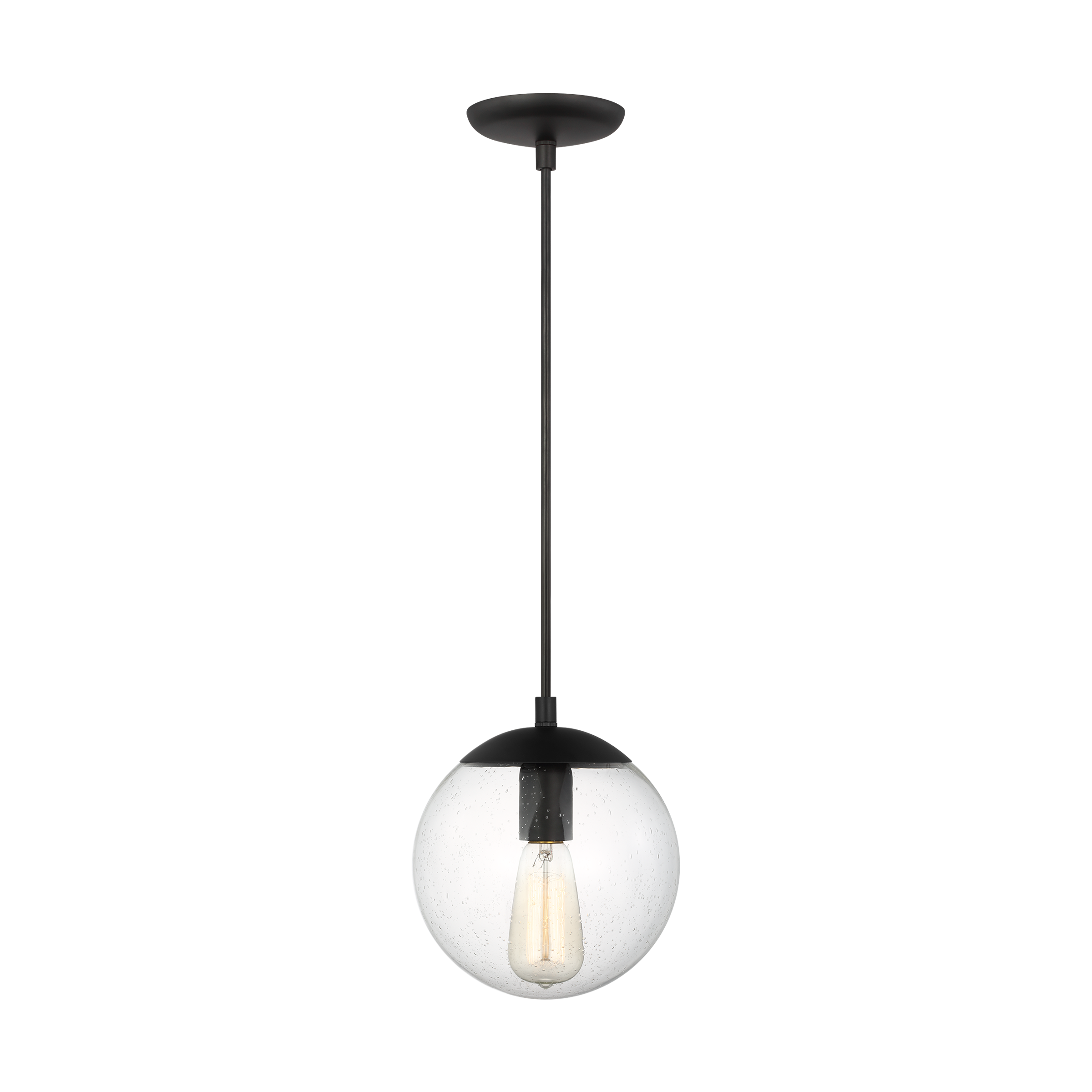 Generation Lighting 6501801-112 Leo 1 -Light Midnight Black Modern/contemporary Clear glass Geometric Mini Hanging Pendant light