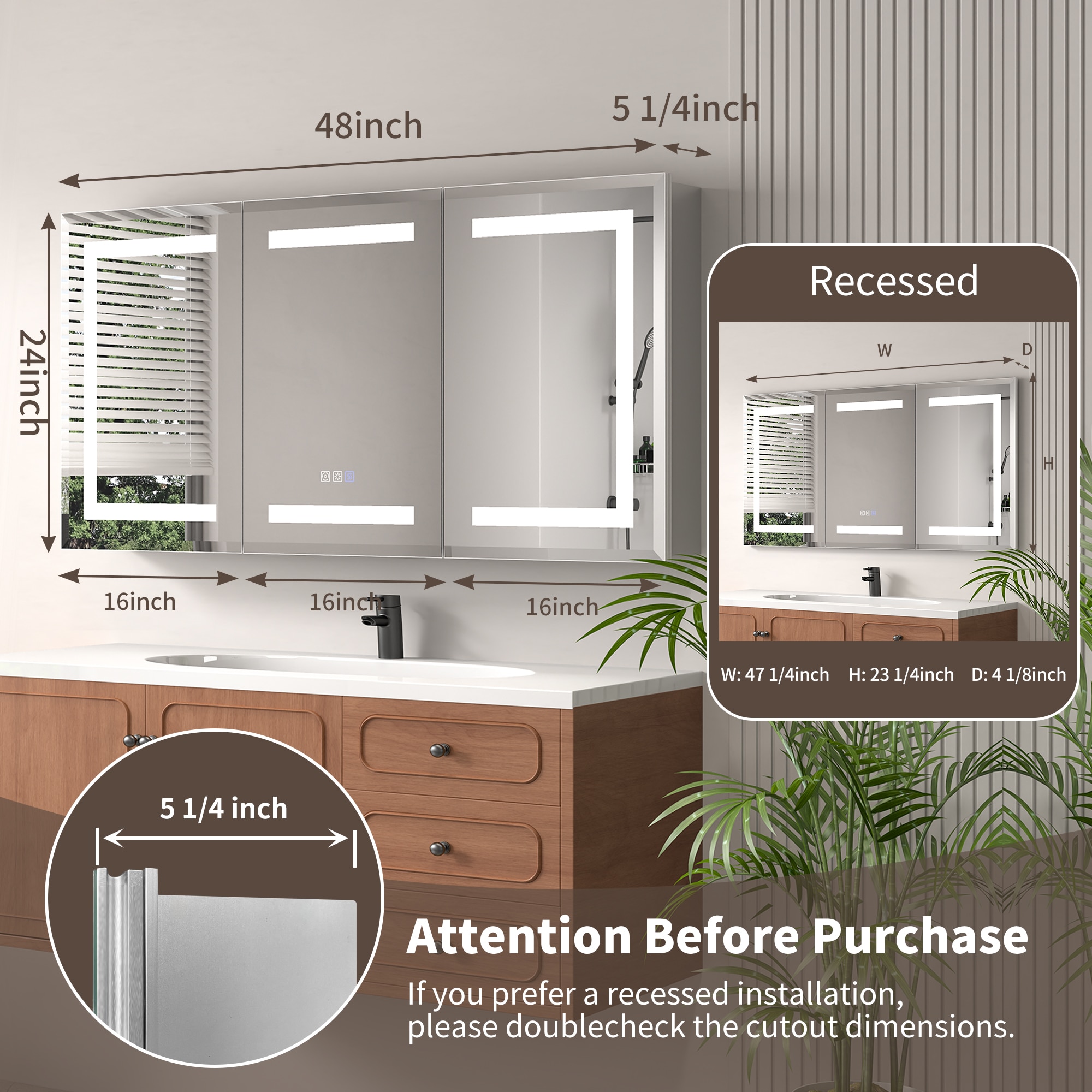 ExBrite EXMC4824V16TX Bathroom-Medicine-Cabinets - View #2