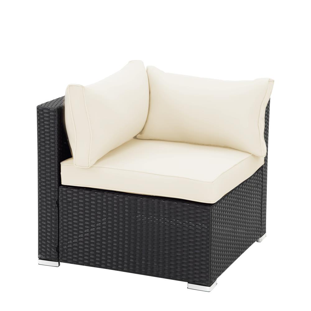 CASAINC CN7101-1+1-BE Rattan Patio Sofa Conversation Set with White