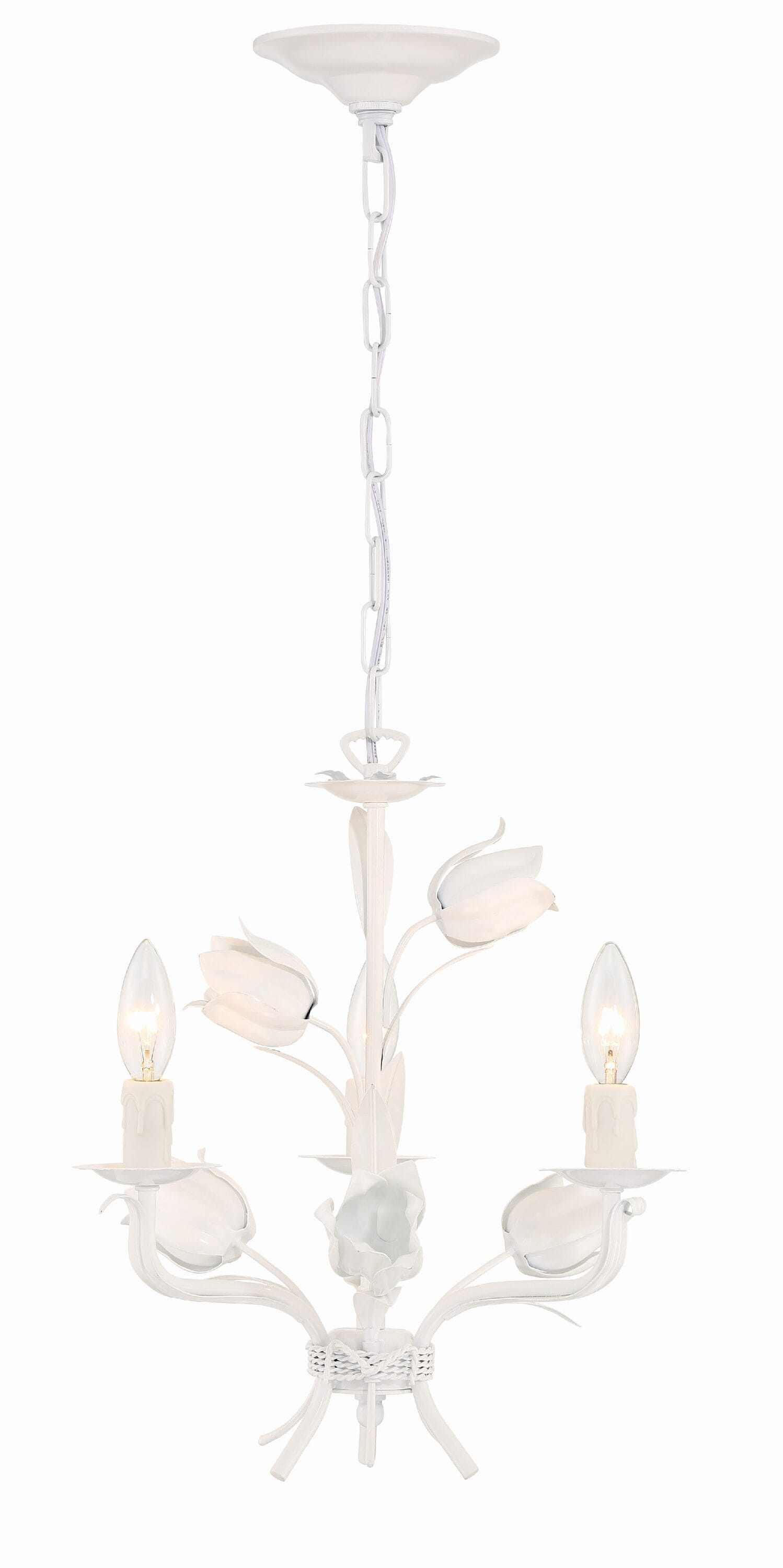 Southport Tulip Bloom 3-Light Chandelier in Wet White