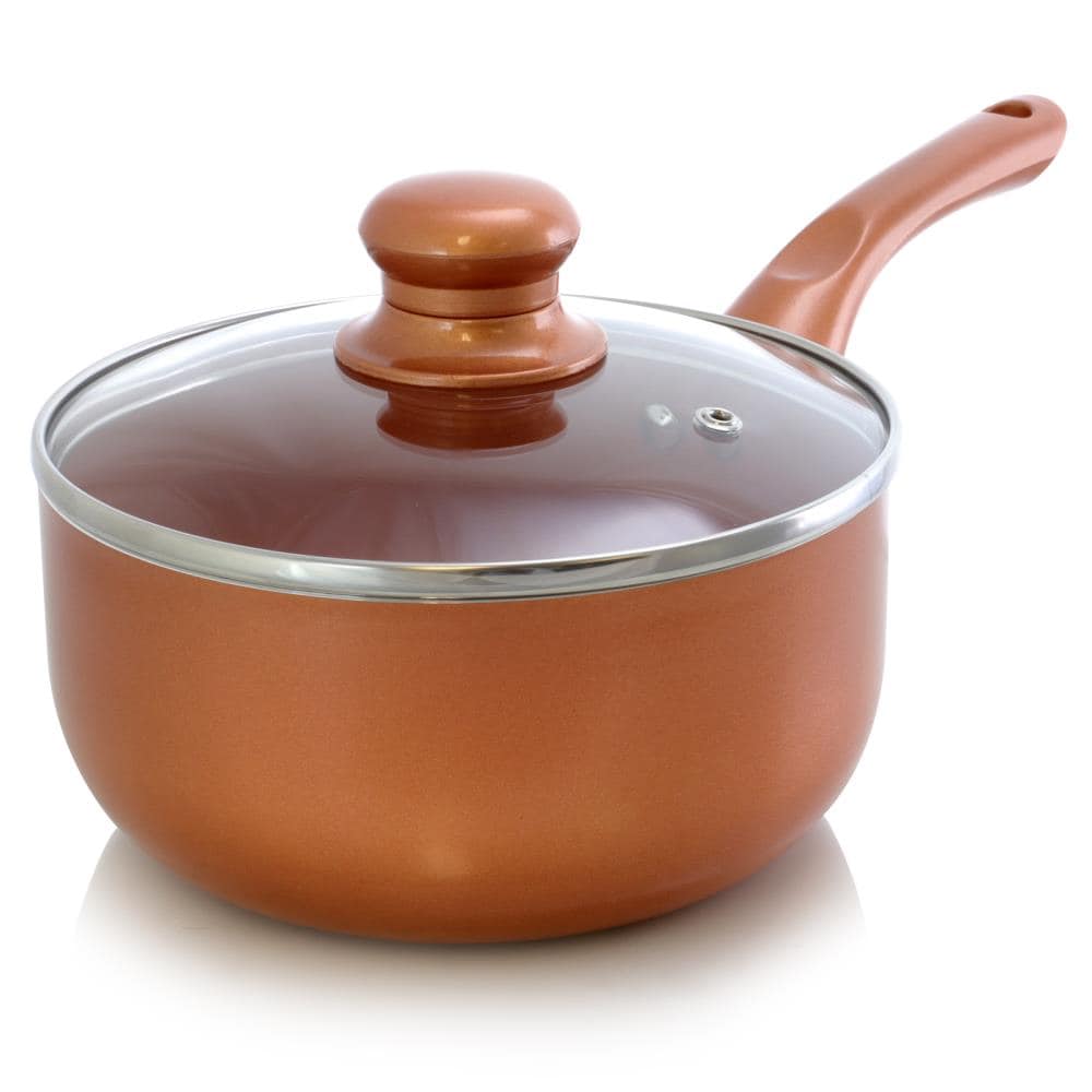 Better Chef 1.5 Qt Copper Colored Ceramic Coated Saucepan with