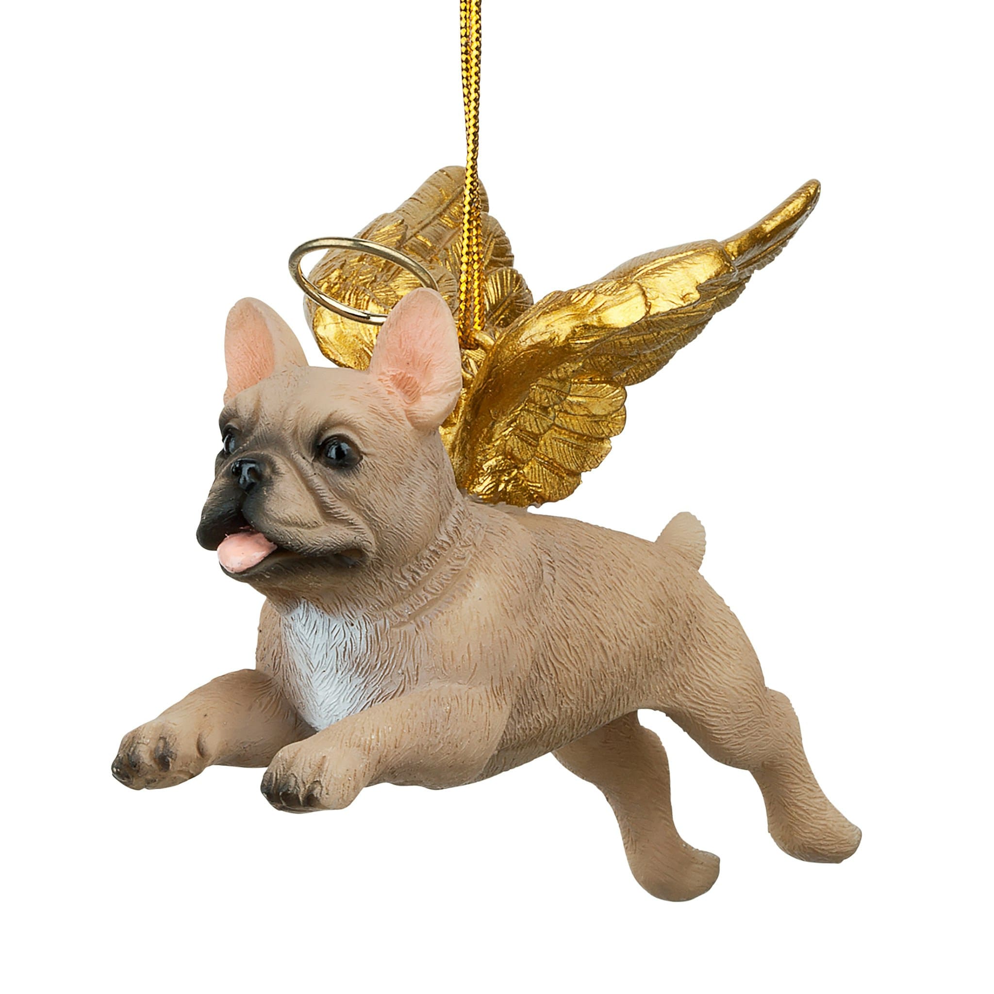 French Bulldog Angel Ornament with Golden Wings
