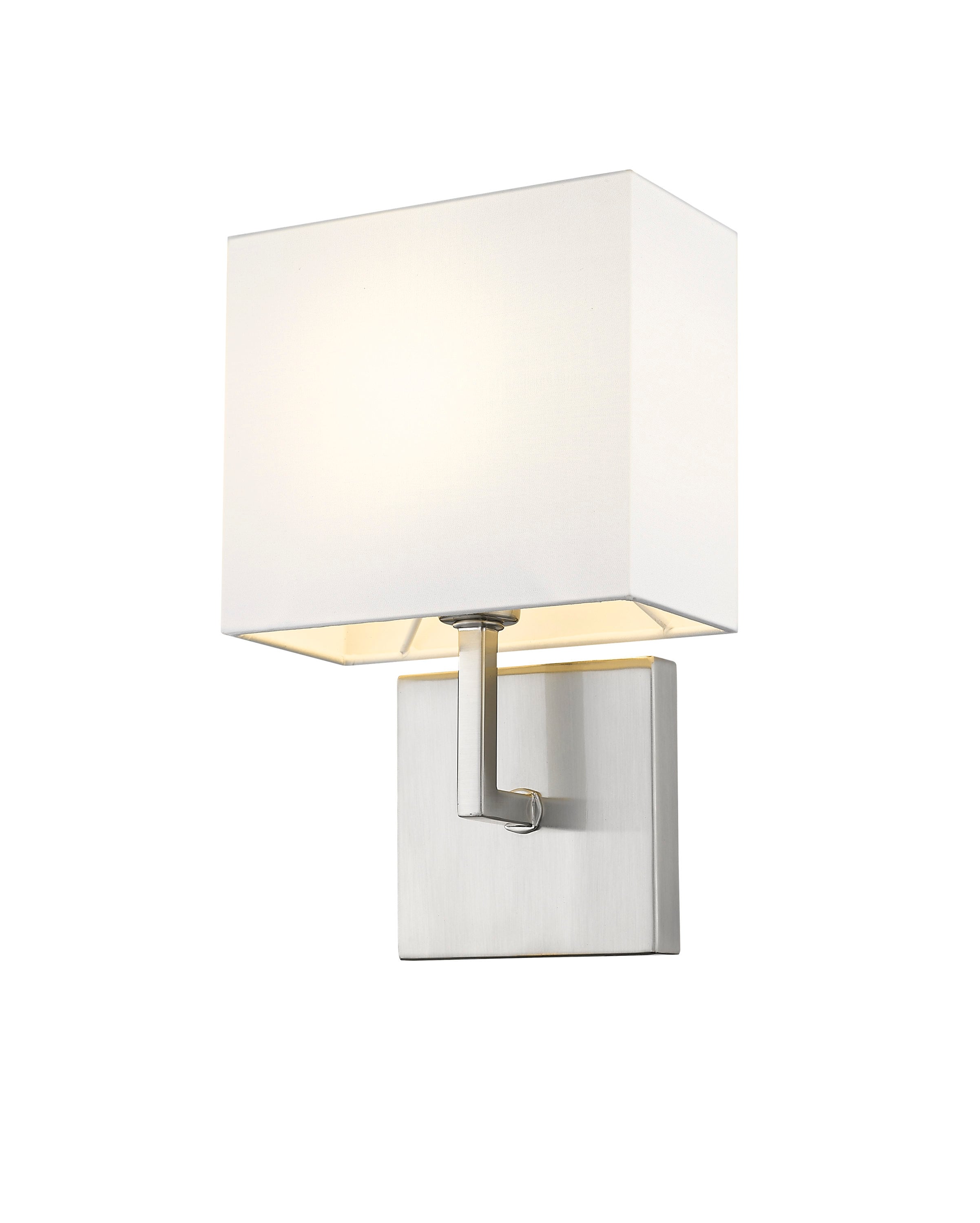 brushed nickel wall sconce with fabric shade