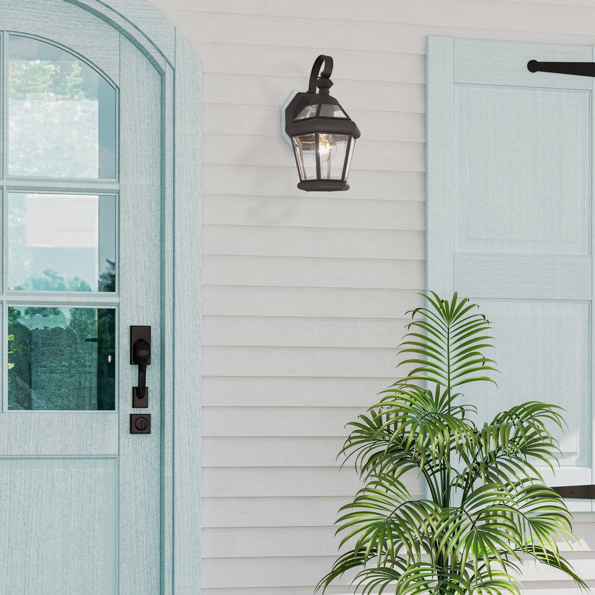 Georgetown Classic Bronze Lantern Wall Light with Clear Glass