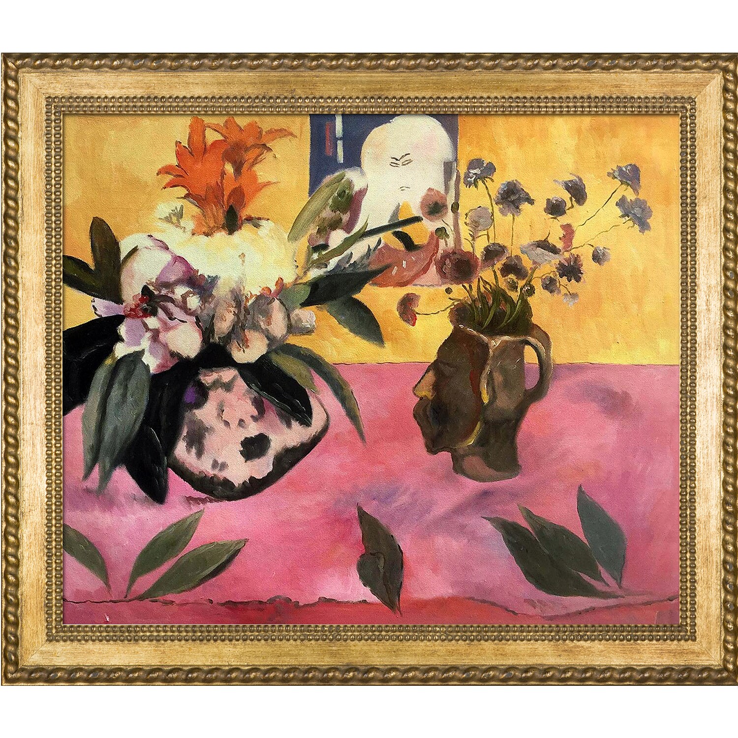 La Pastiche 688576507811 Still-life with Japanese Woodcut, 1889 Paul Gauguin Framed 24.75-in H x 28.75-in W Floral Canvas Hand-painted Painting