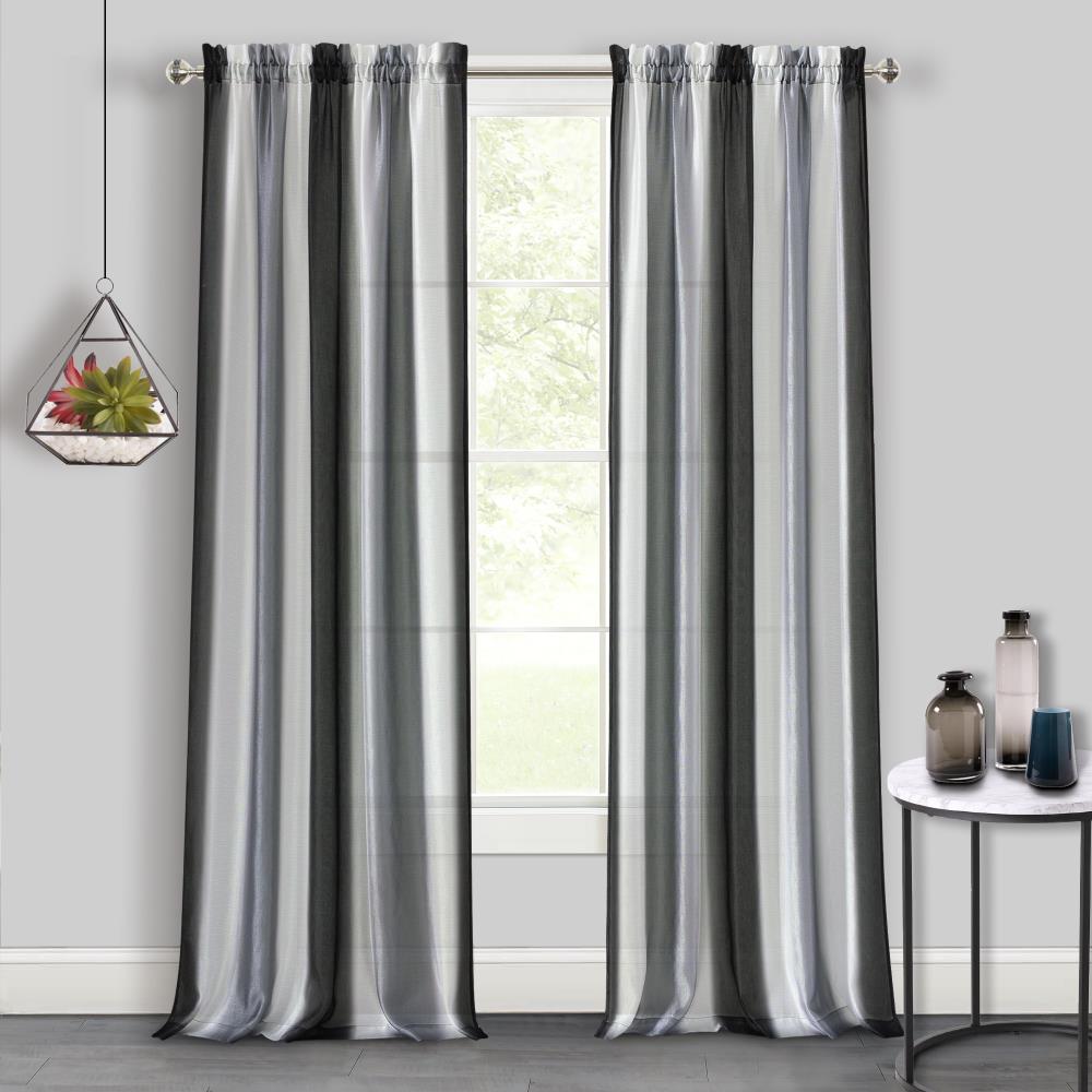 Achim SPPN63BK06 63-Inches Black/Silver Ombre Light filtering Rod pocket Single curtain panel