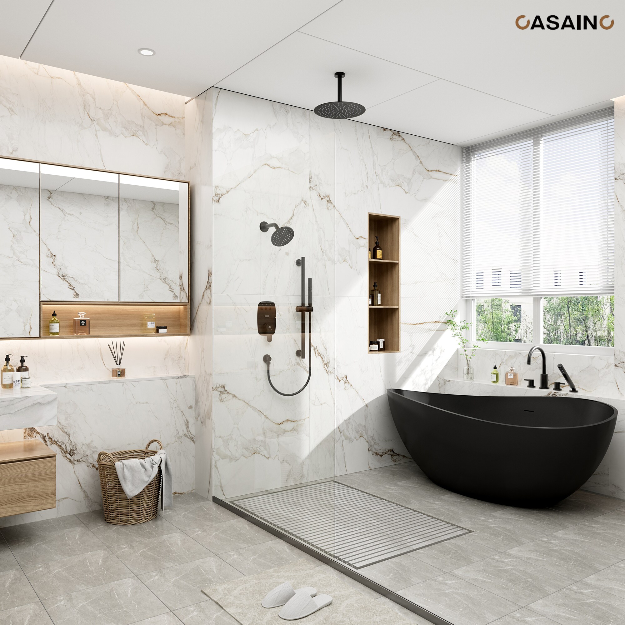 CASAINC BR01008SX12MB Showerhead-Bar-Panels - View #3