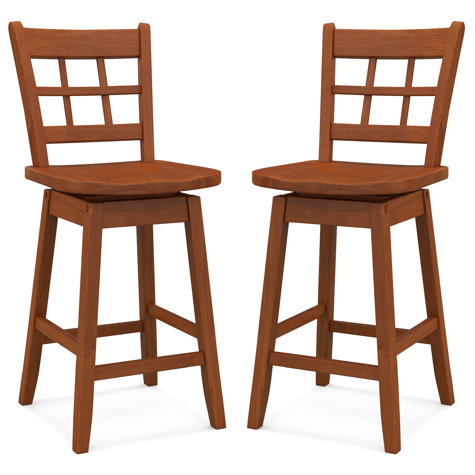  ID12101BN24 Bar Stools Brown 24.5-in H Counter height Square seat Swivel Wood Bar Stool and Back