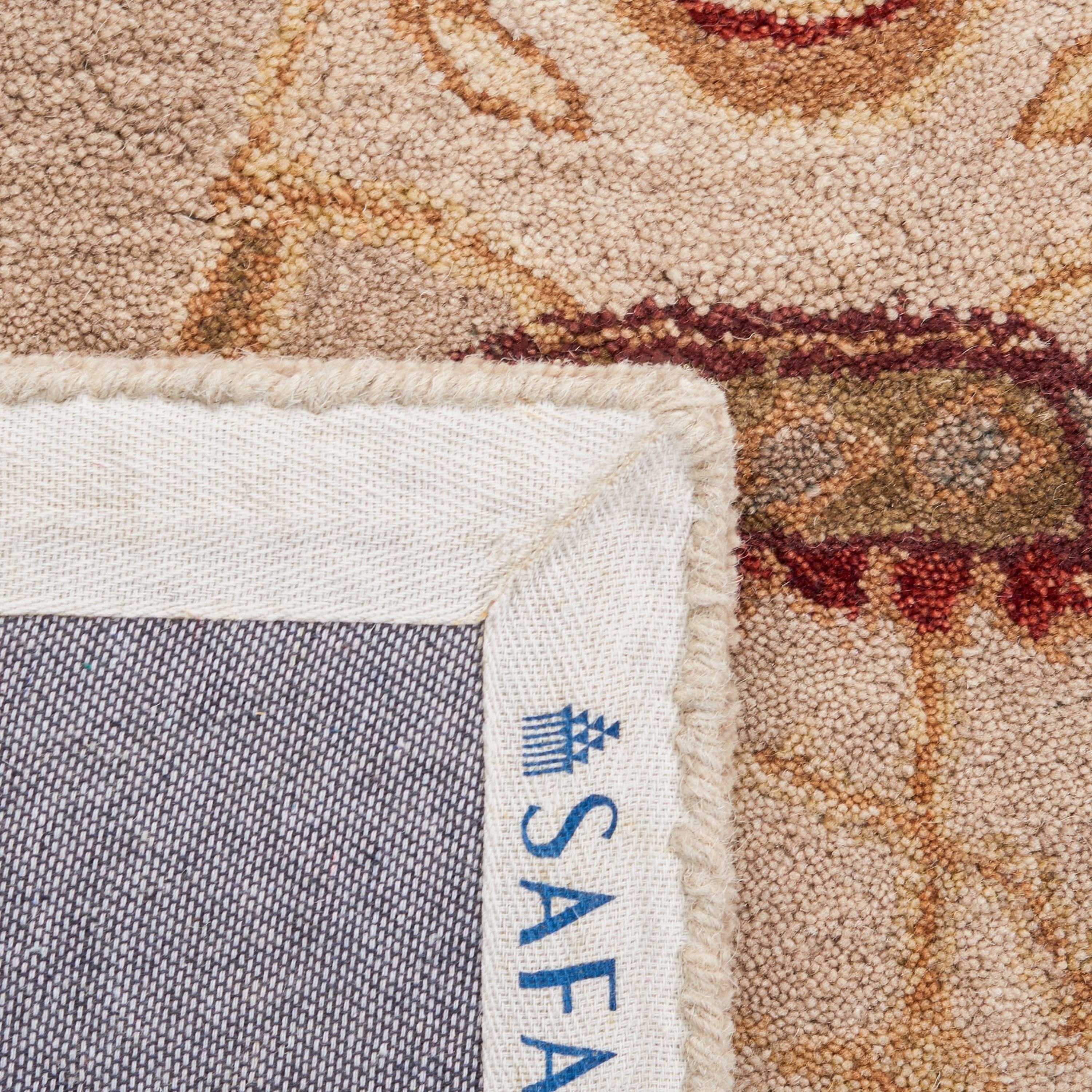 Elegant Ivory and Gold Hand-Tufted Wool Square Rug