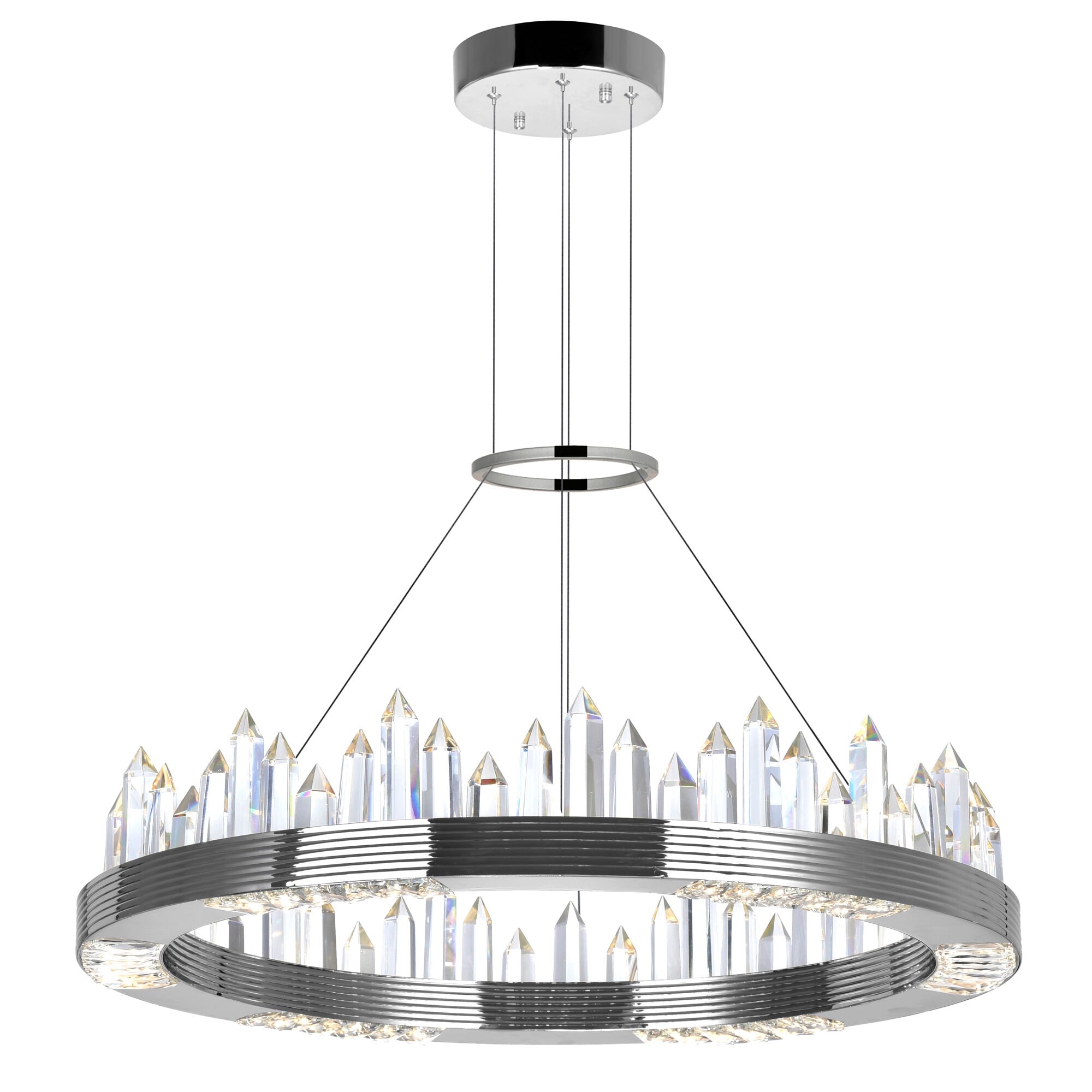 Agassiz 24'' Polished Nickel LED Chandelier with Crystal Towers