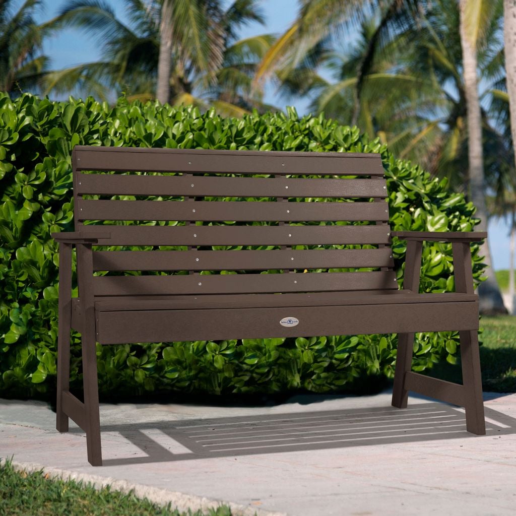 highwood BV-BENW4-MBR The Riverside 50.1-in W x 36-in H Mangrove Brown Plastic Garden Bench
