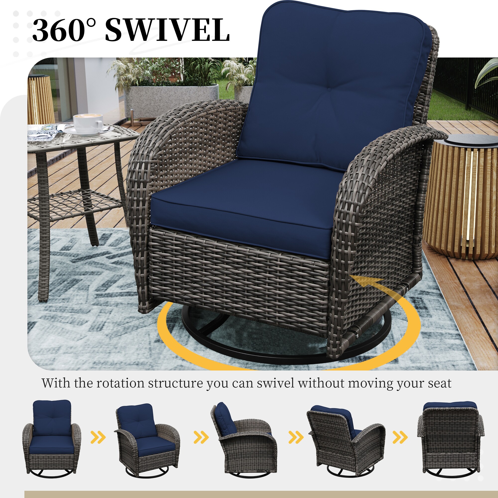 UPHA Y11DK-NAVYBLUE Patio-Conversation-Sets - View #4