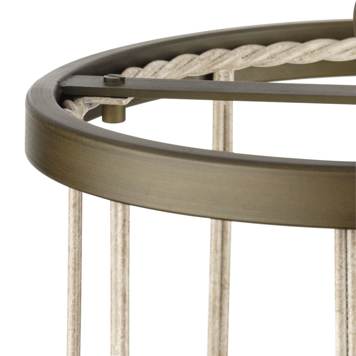 Aged Brass 3-Light Pendant with Woven Metal and Rattan Cage