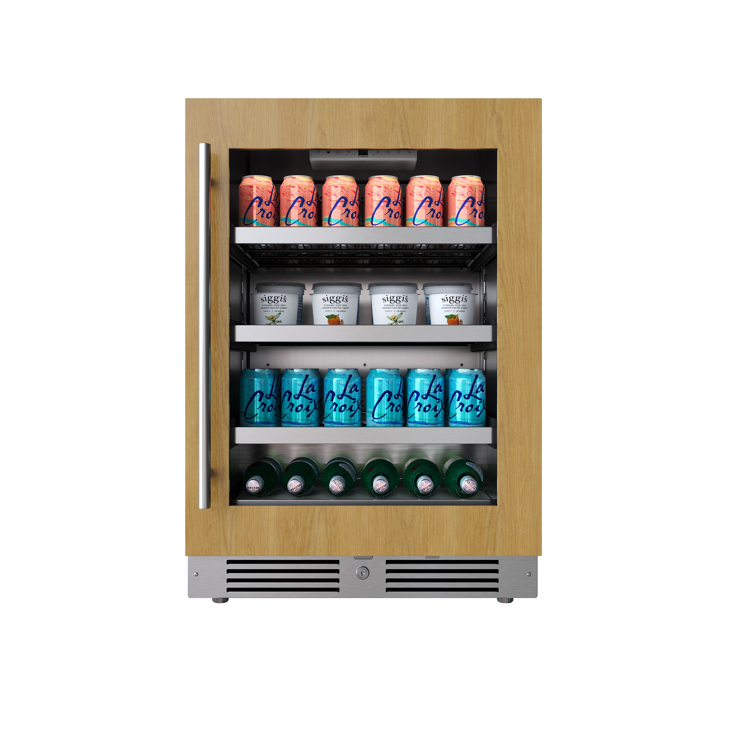 Landmark L3124UI1BPRGRH 24-Inches W 154 -Can Capacity Panel Ready Built-in Indoor Beverage Refrigerator with Glass Door