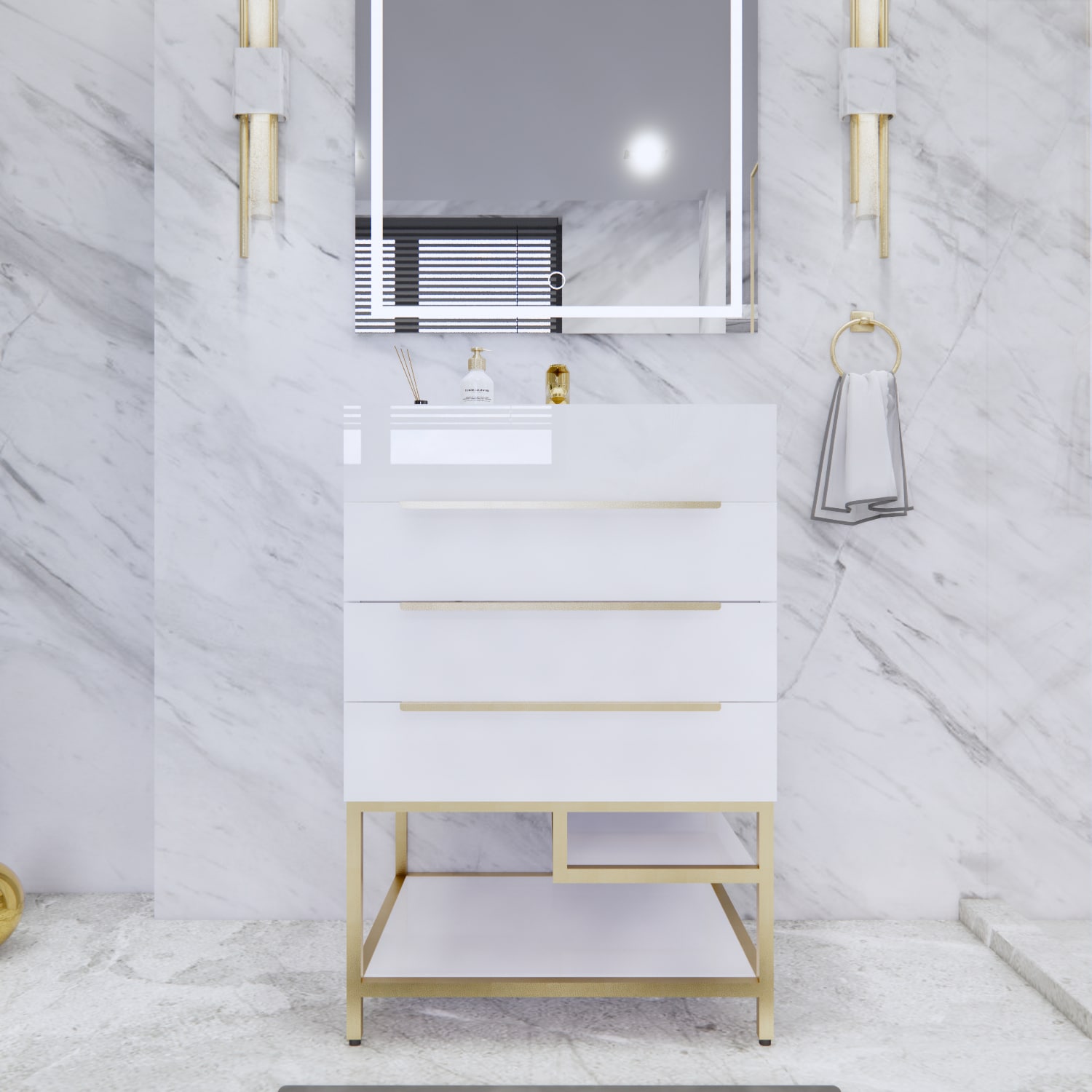 BV Better Vanity Bethany Single Sink Bathroom Vanity with White Acrylic Top