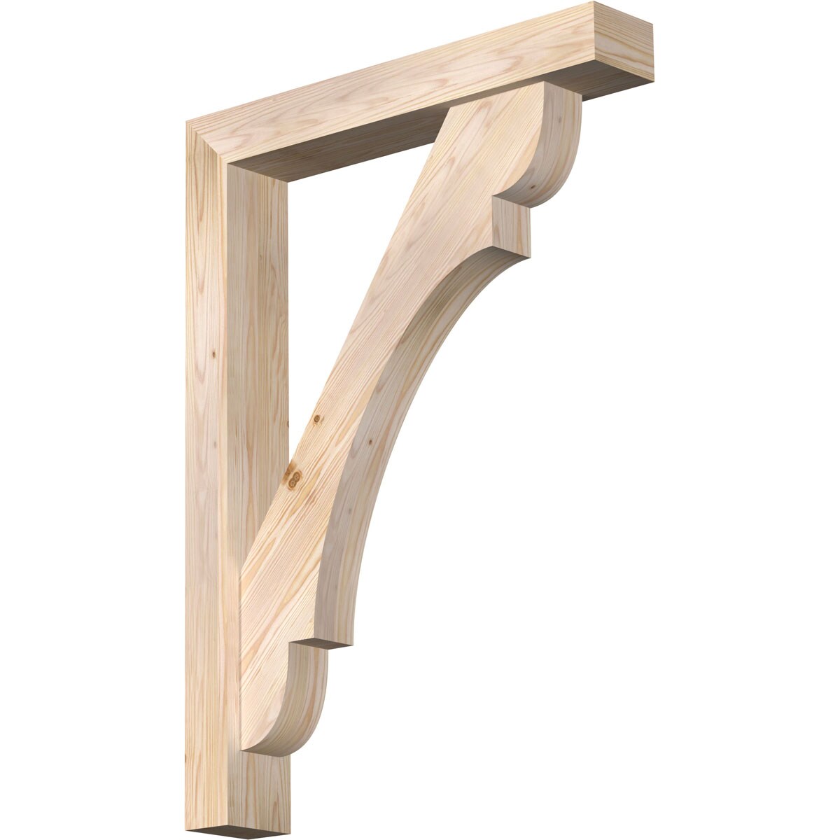 Ekena Millwork 1463760 Olympic block smooth bracket with offset brace Douglas Fir Wood Standard Bracket