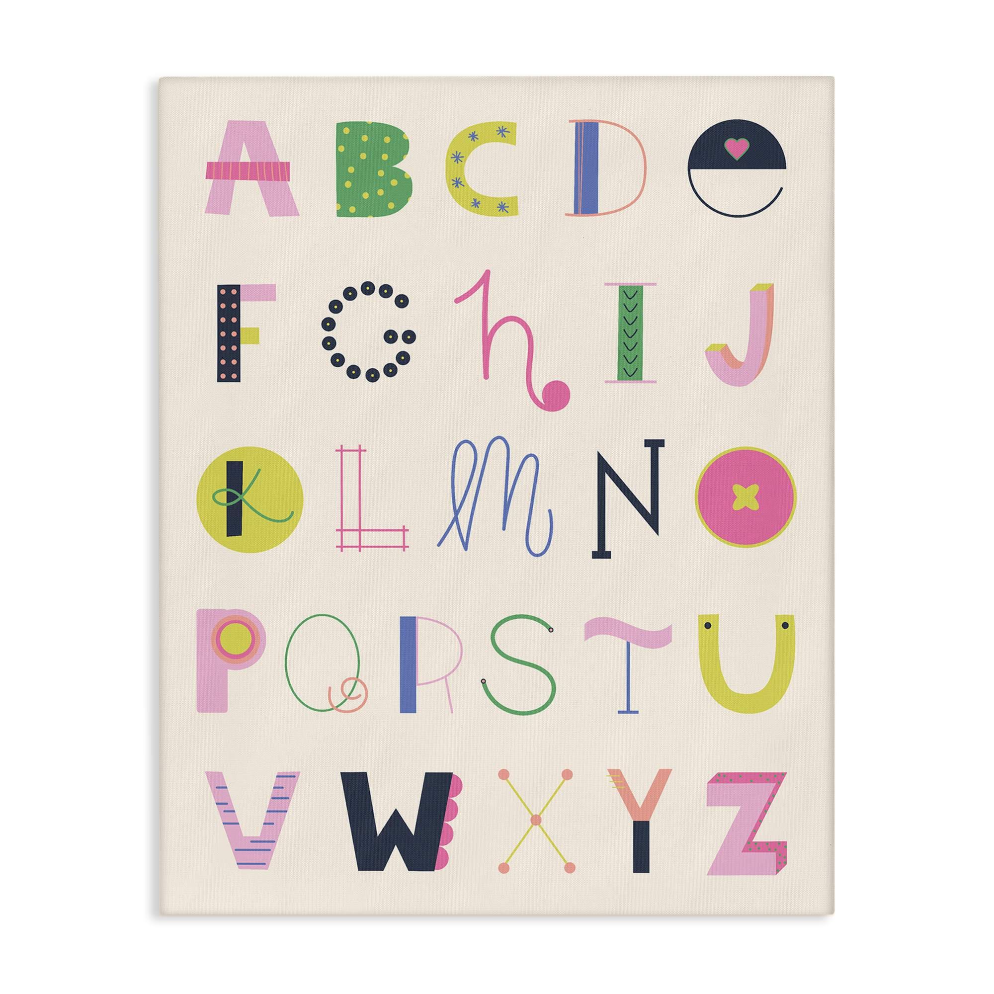 Stupell Industries BT-502-CN-36X48 Eclectic Alphabet Letters Canvas Wall Art By Sazerelli Designs 36 x 48