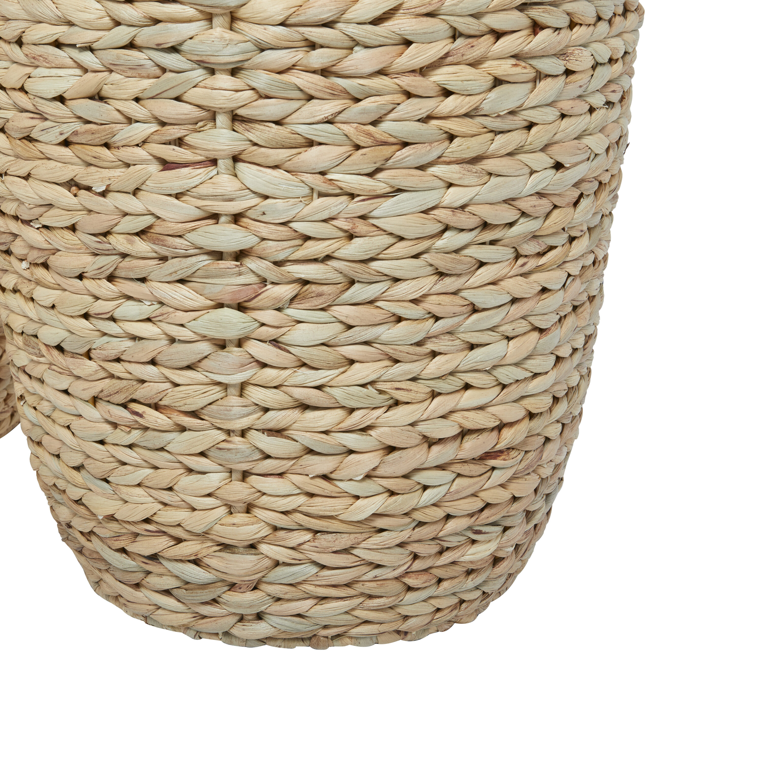 Light Brown Round Seagrass Storage Baskets with Lids, Set of 2