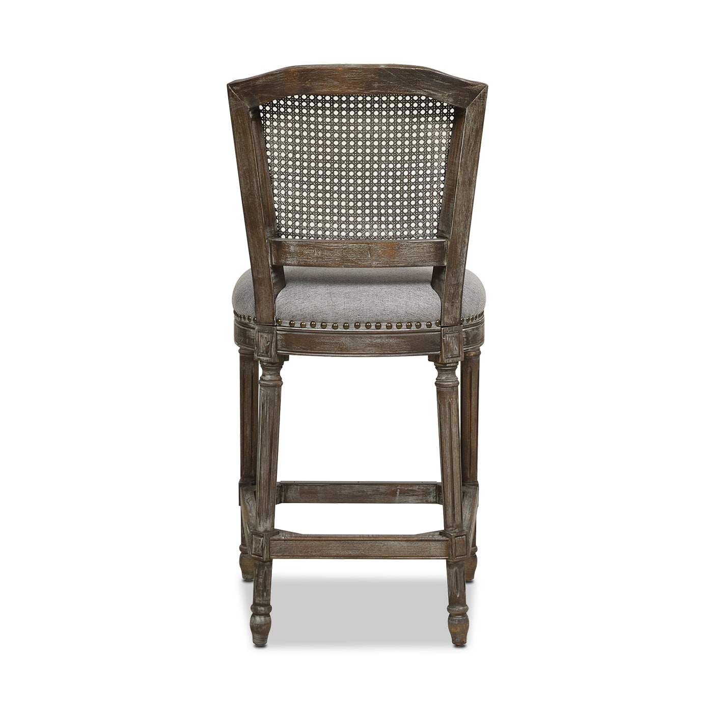 Triomphe Dark Heathered Grey Linen and Oak Wood Counter Stool