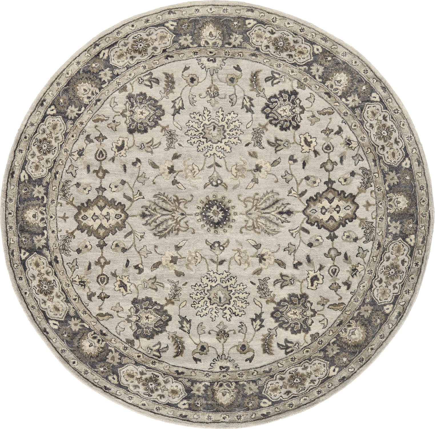 Room Envy Botticino 8 X 8 (ft) Wool Warm Light Gray/Beige Round Indoor ...